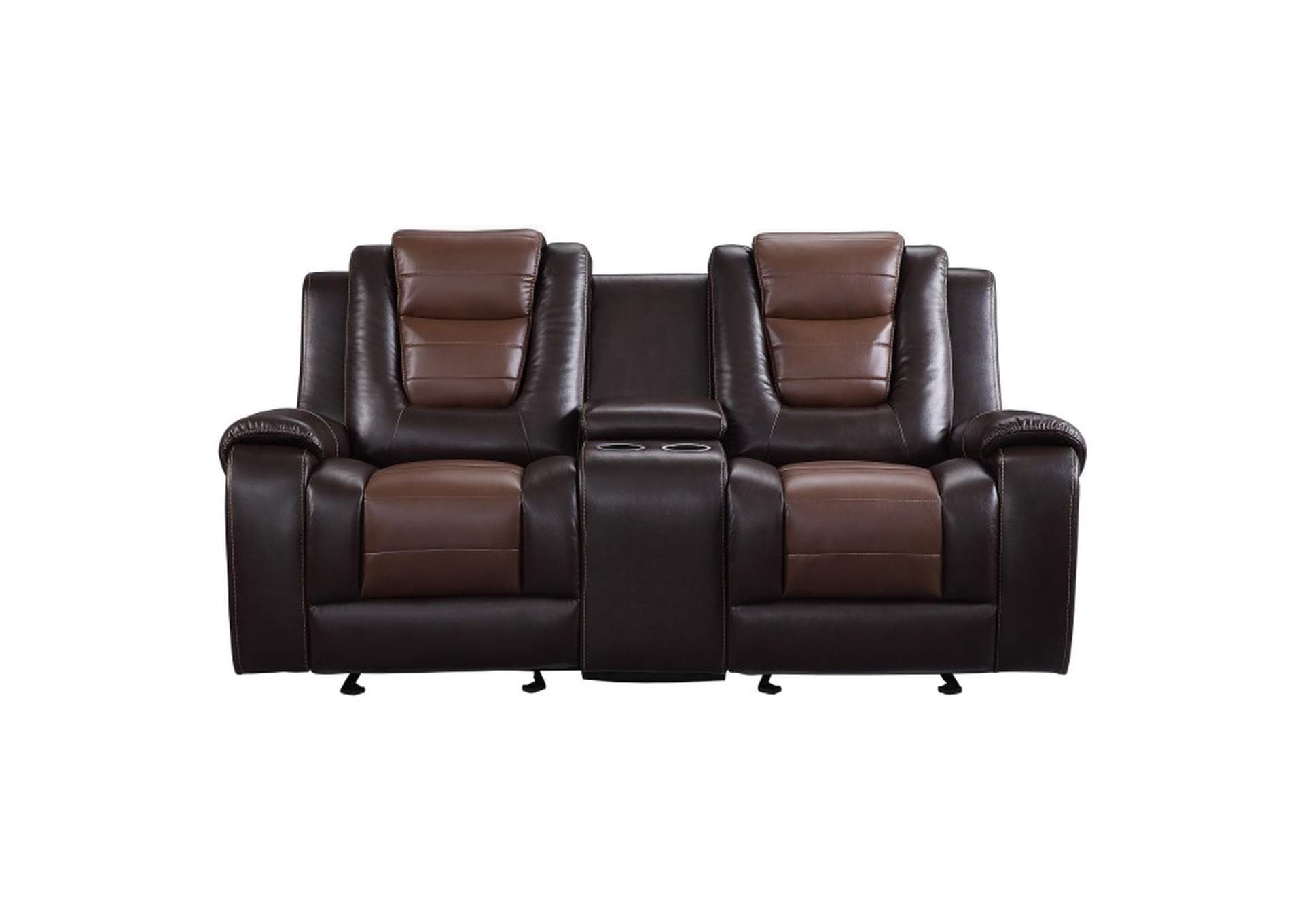 Briscoe Double Glider Reclining Love Seat with Center Console,Homelegance