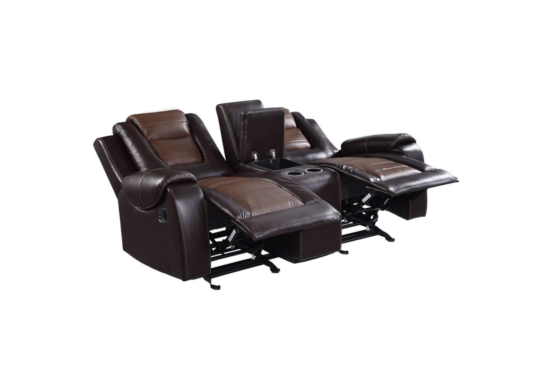 Briscoe Double Glider Reclining Love Seat with Center Console,Homelegance