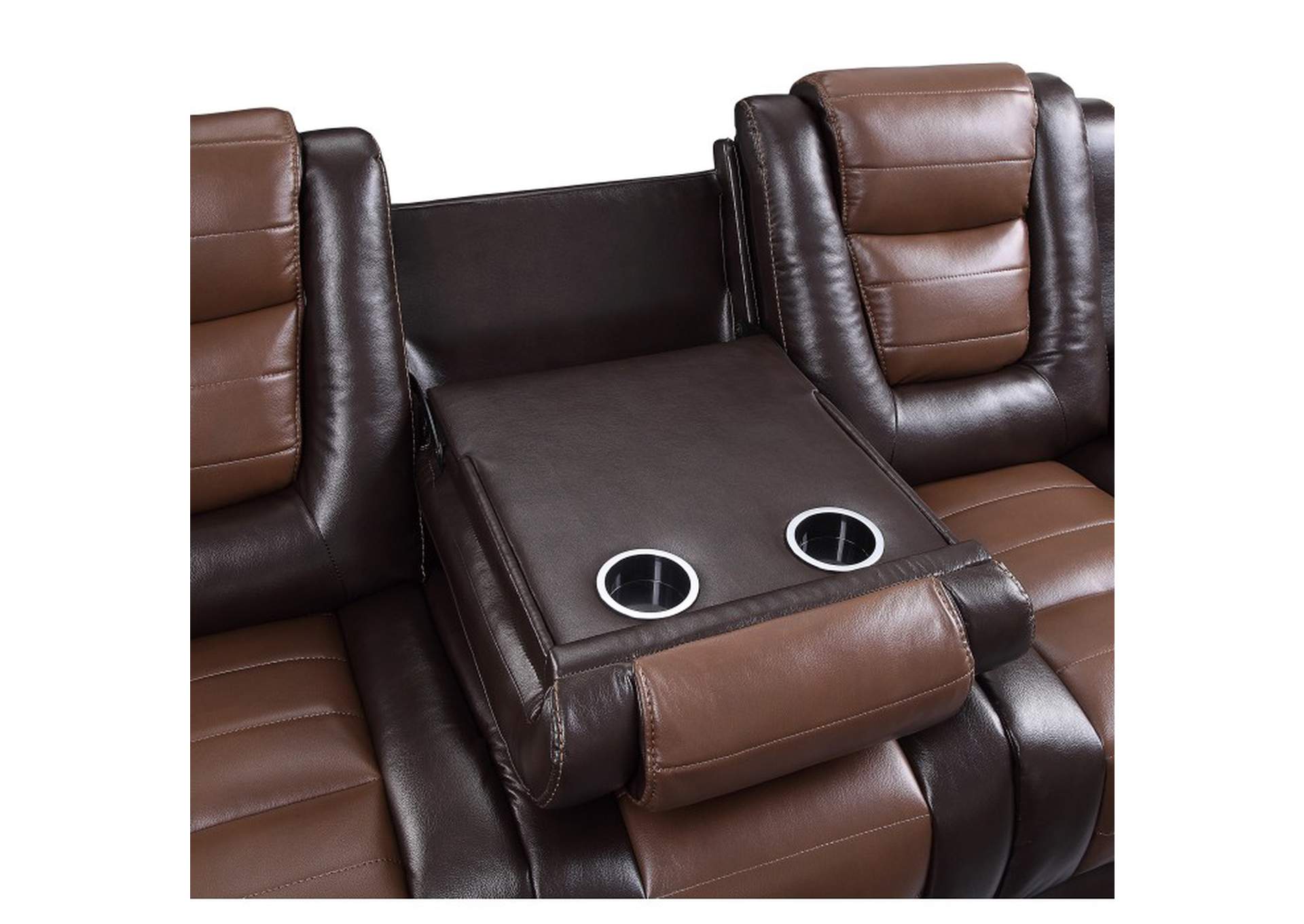 Briscoe Double Reclining Sofa with Center Drop-Down Cup Holders,Homelegance