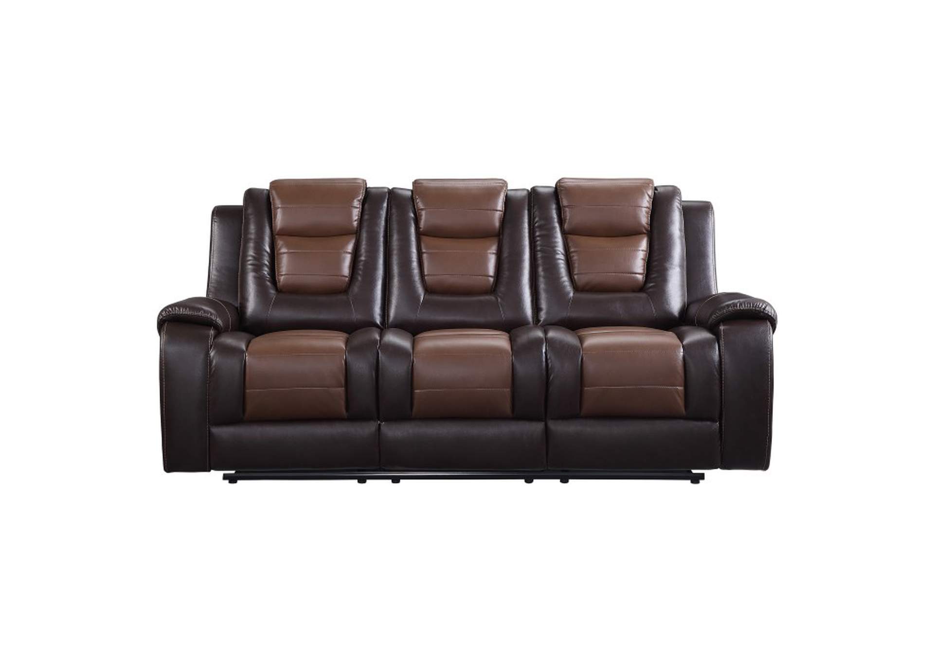 Briscoe Double Reclining Sofa with Center Drop-Down Cup Holders,Homelegance
