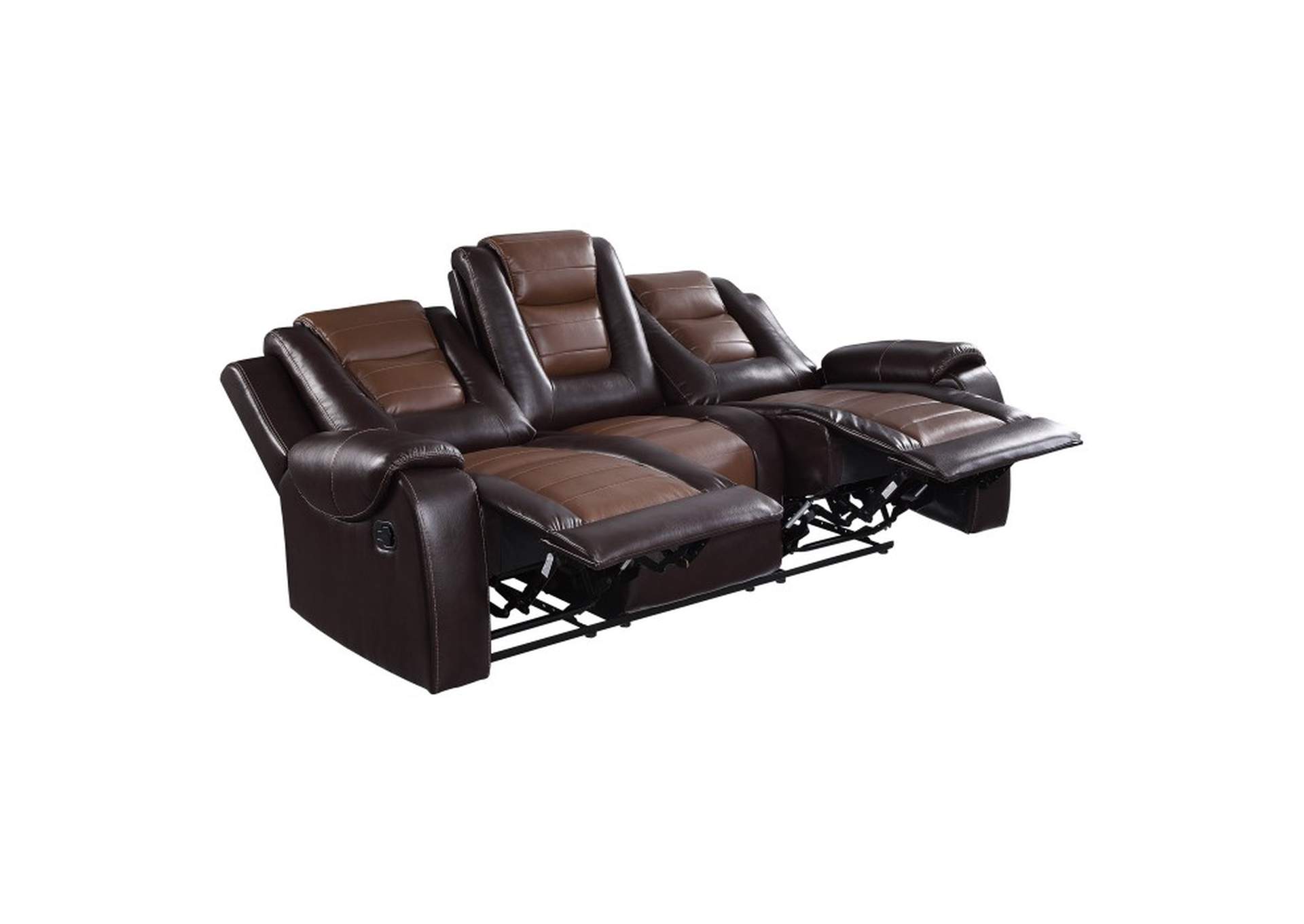 Briscoe Double Reclining Sofa with Center Drop-Down Cup Holders,Homelegance