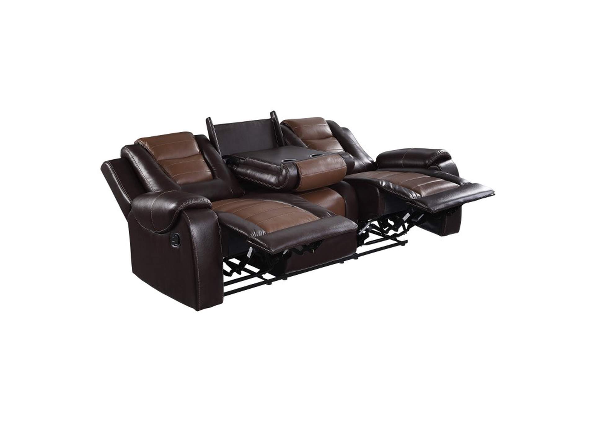 Briscoe Double Reclining Sofa with Center Drop-Down Cup Holders,Homelegance