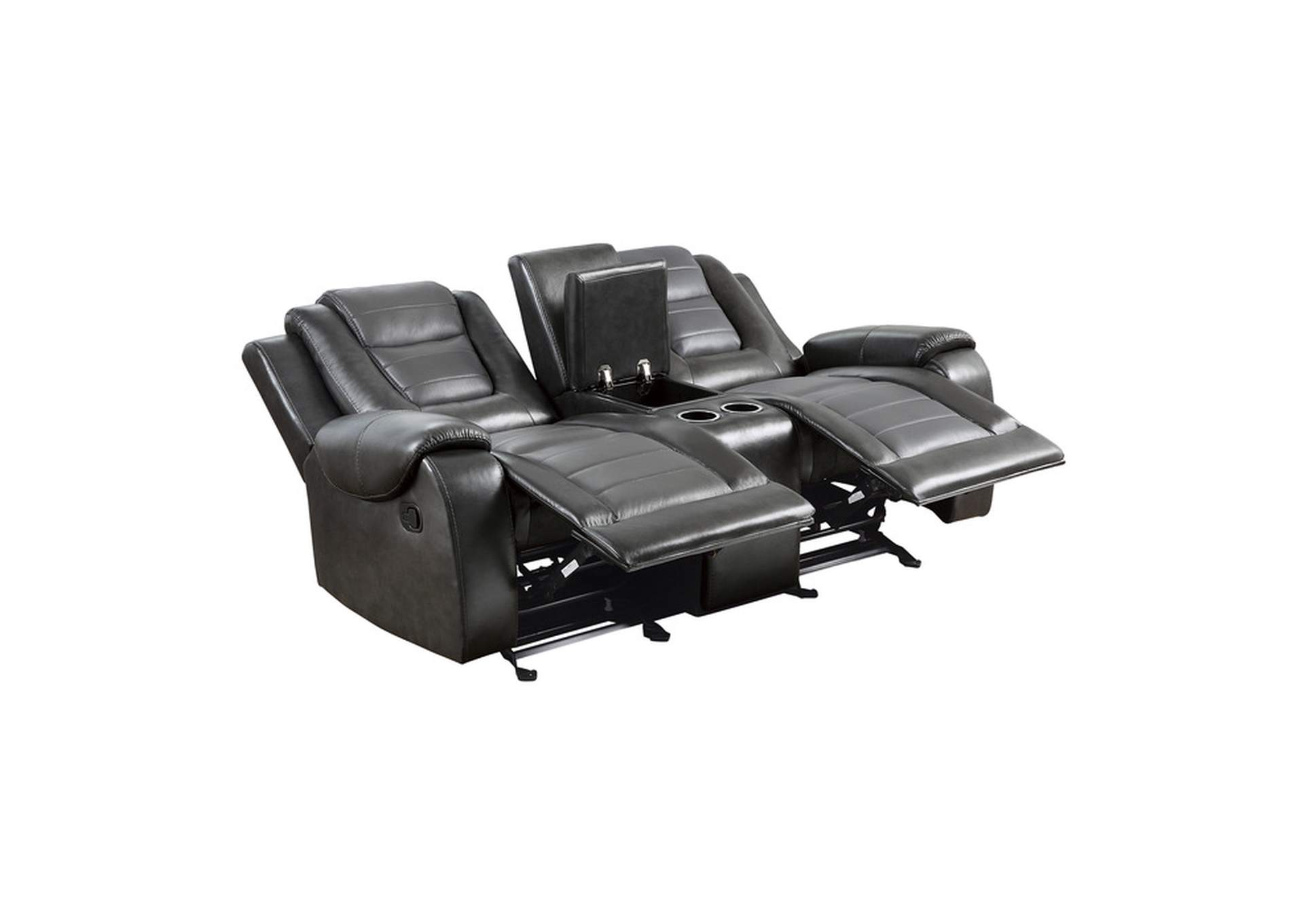 Briscoe Double Glider Reclining Love Seat with Center Console,Homelegance
