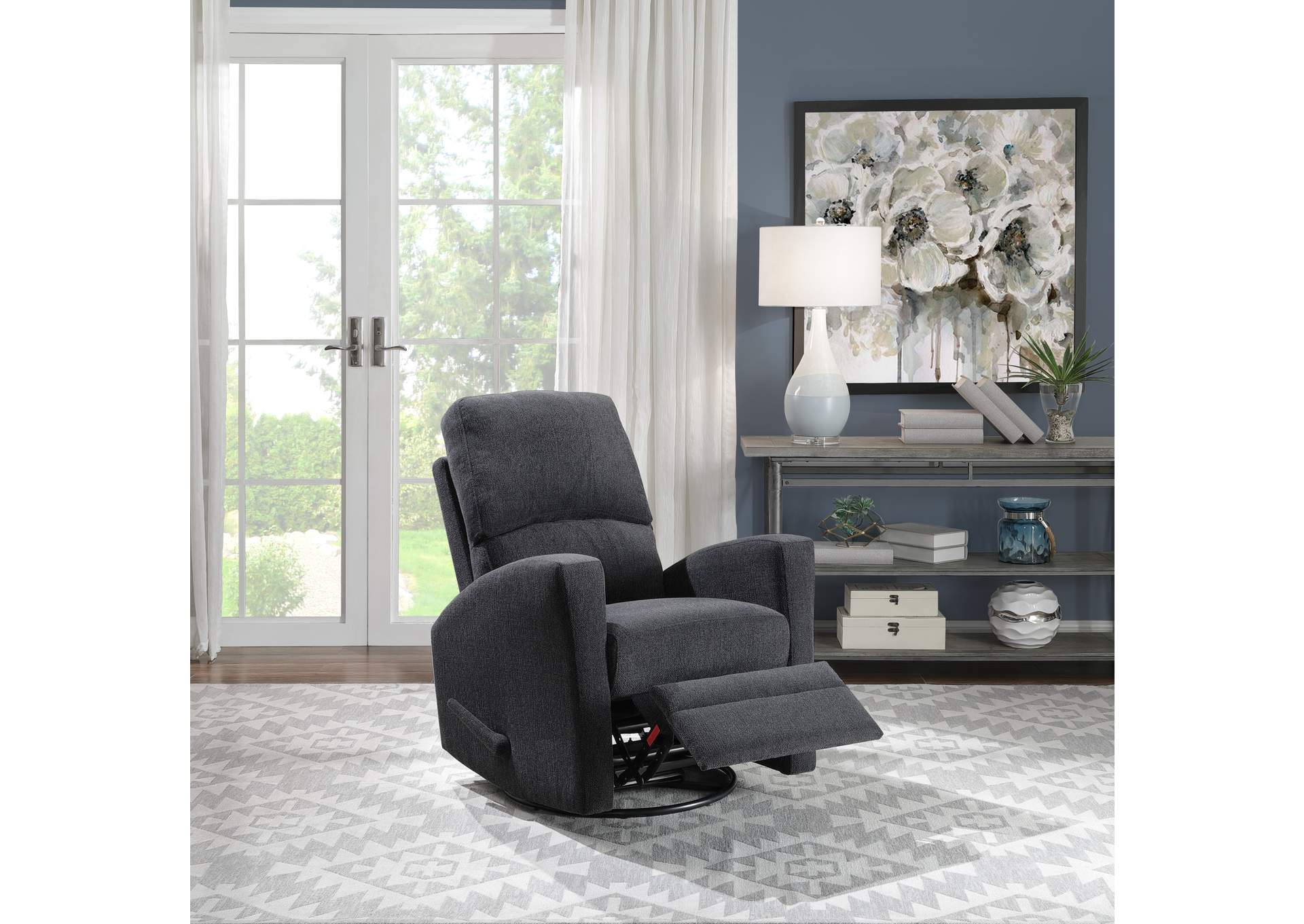 Dark Gray Swivel Glider Reclining Chair,Homelegance