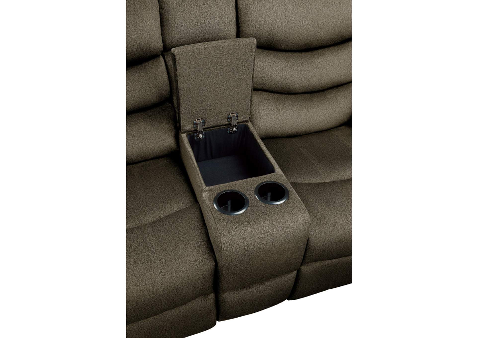 Discus Double Reclining Love Seat with Center Console,Homelegance