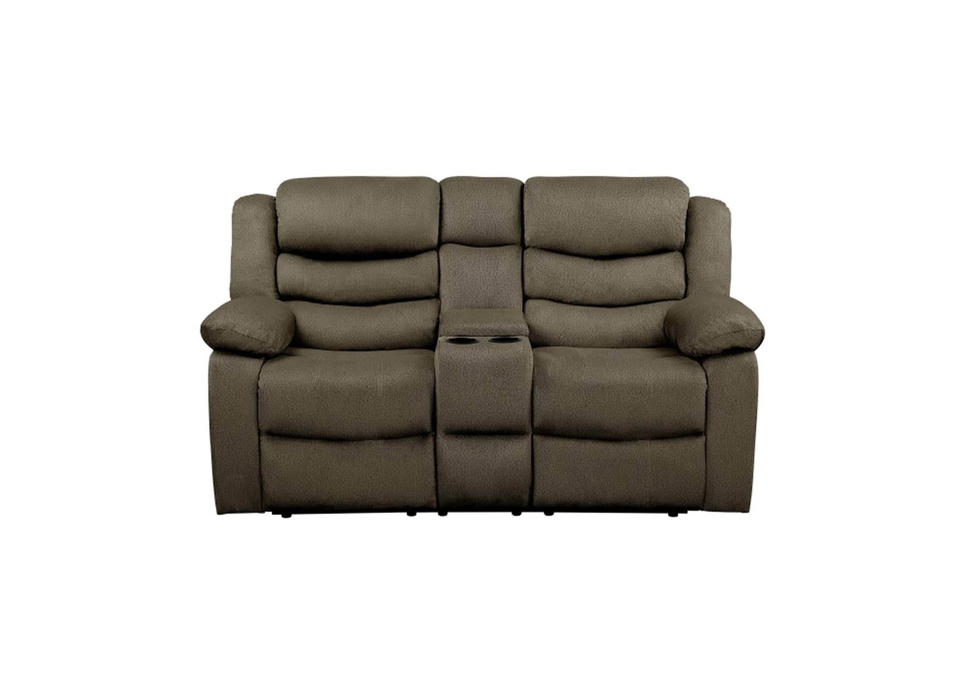 Discus Double Reclining Love Seat with Center Console,Homelegance
