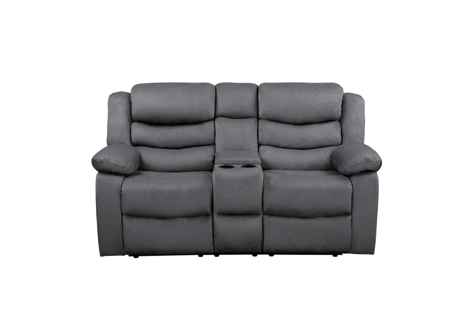 Discus Double Reclining Love Seat with Center Console,Homelegance