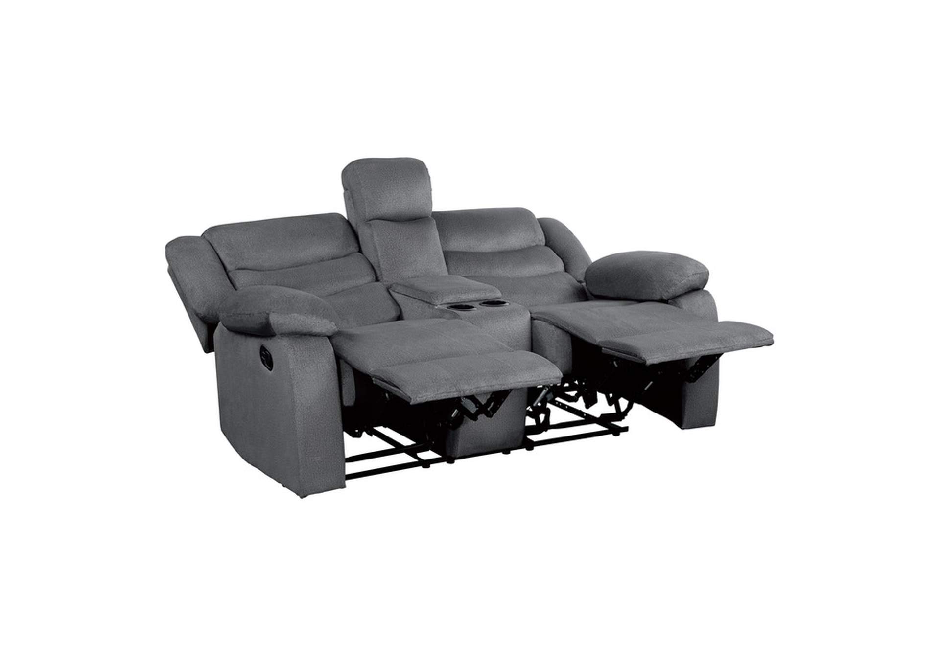 Discus Double Reclining Love Seat with Center Console,Homelegance
