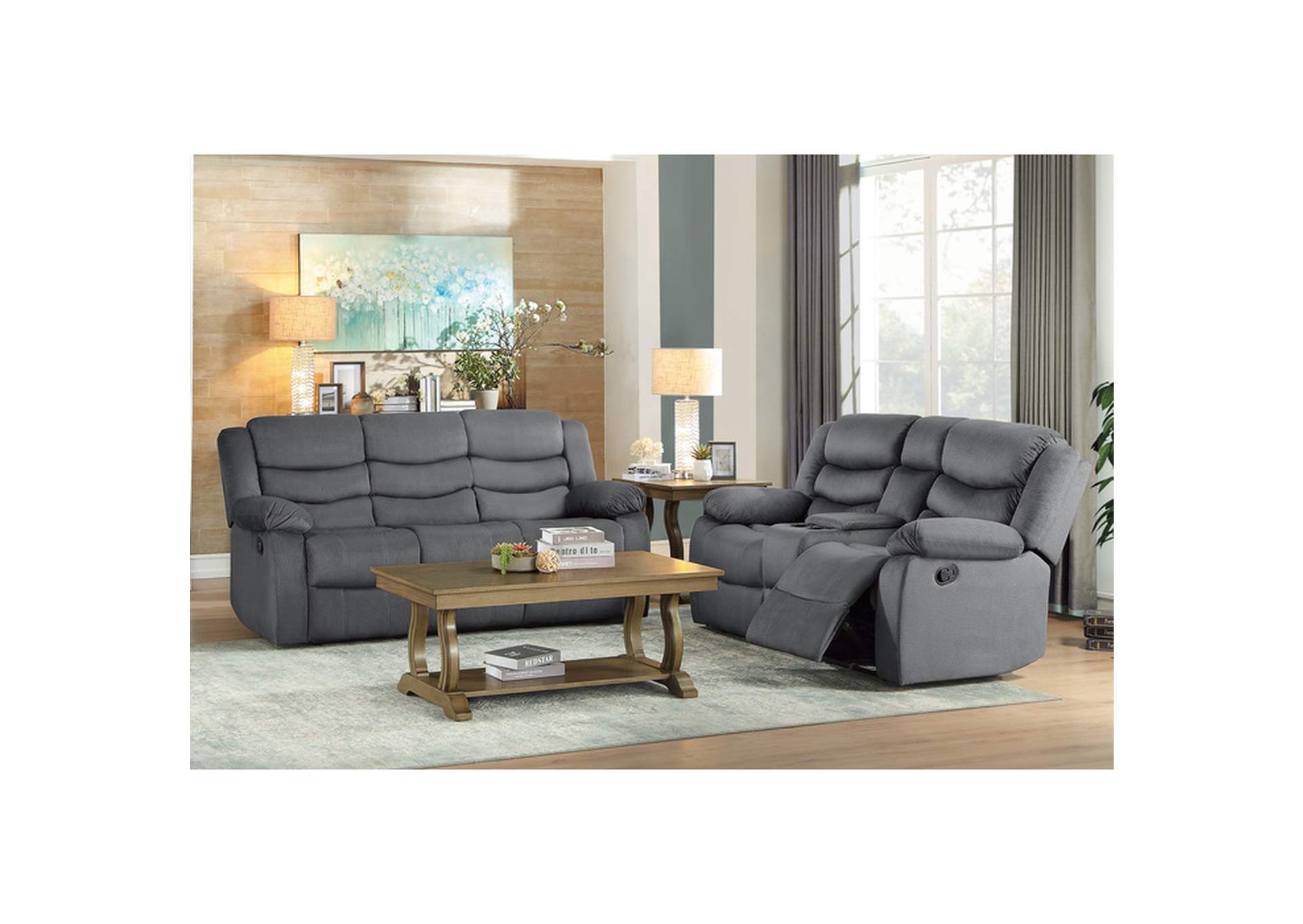 Discus Double Reclining Sofa,Homelegance