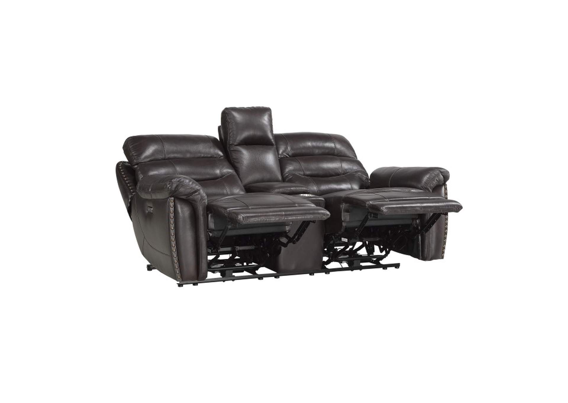 Lance Power Double Reclining Love Seat with Center Console, Power Headrests and USB Ports,Homelegance