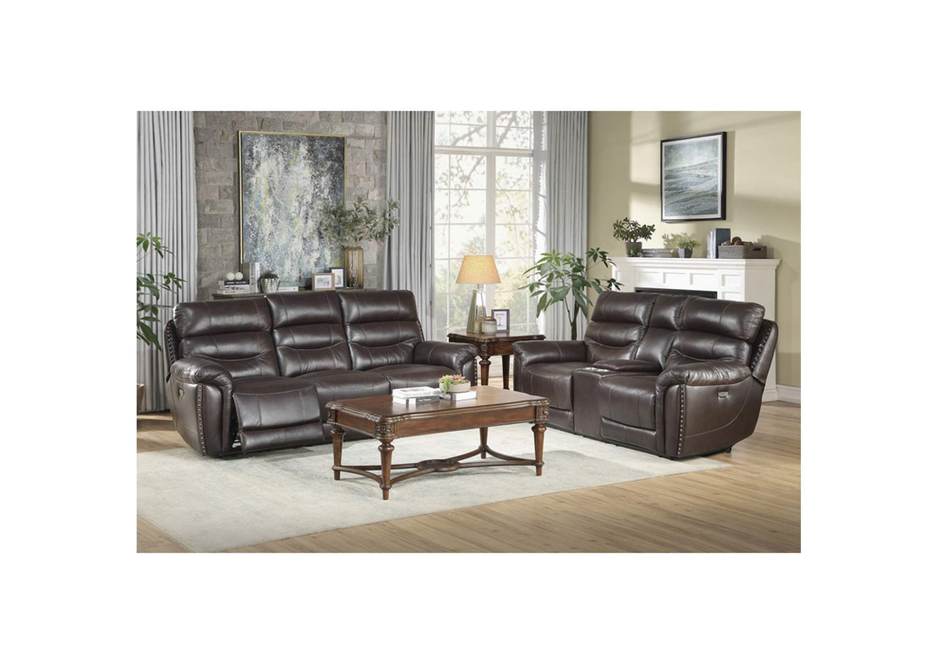 Lance Power Double Reclining Sofa with Power Headrests and USB Ports,Homelegance