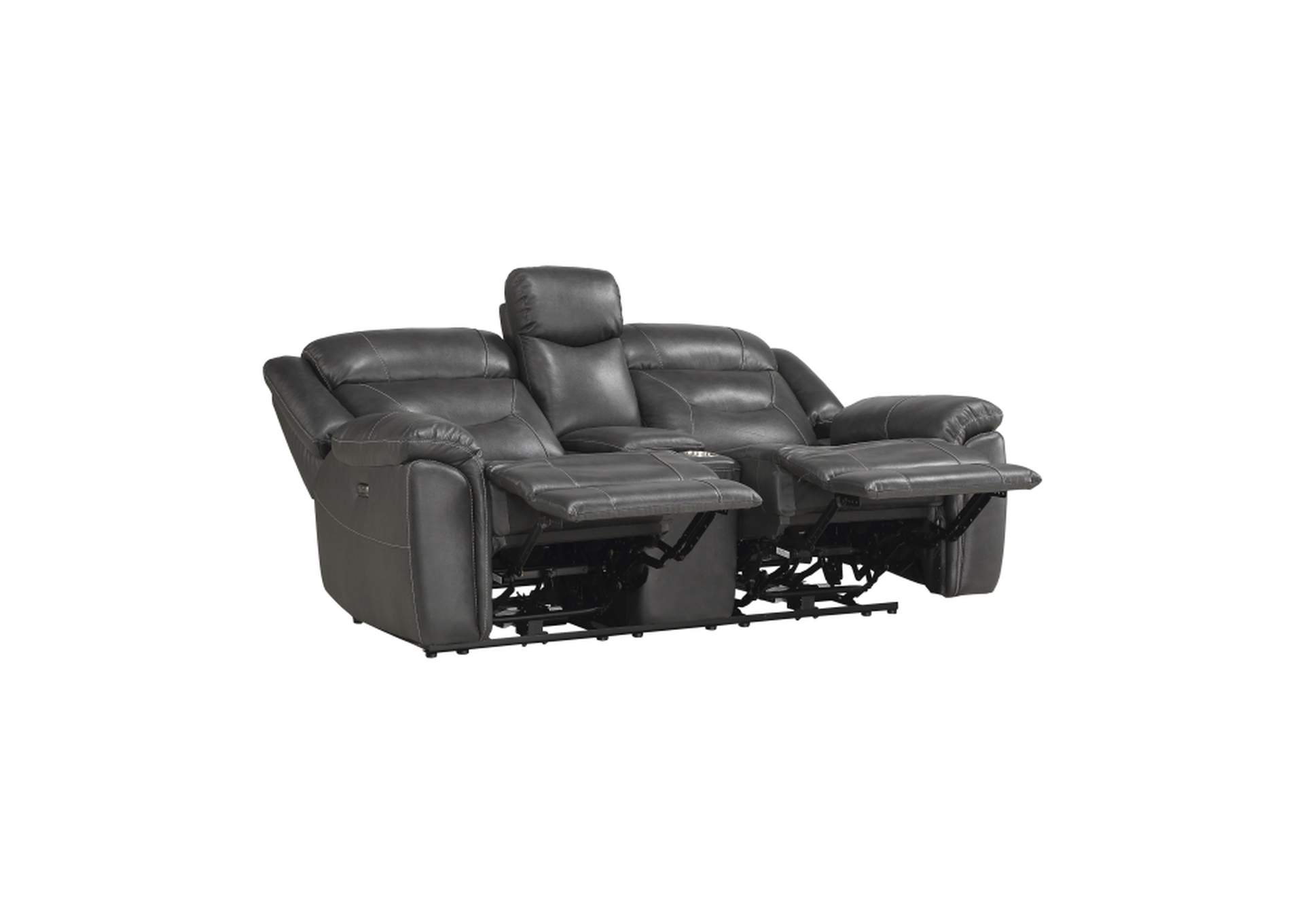 Kennett Power Double Reclining Love Seat with Center Console, Power Headrests and USB Ports,Homelegance