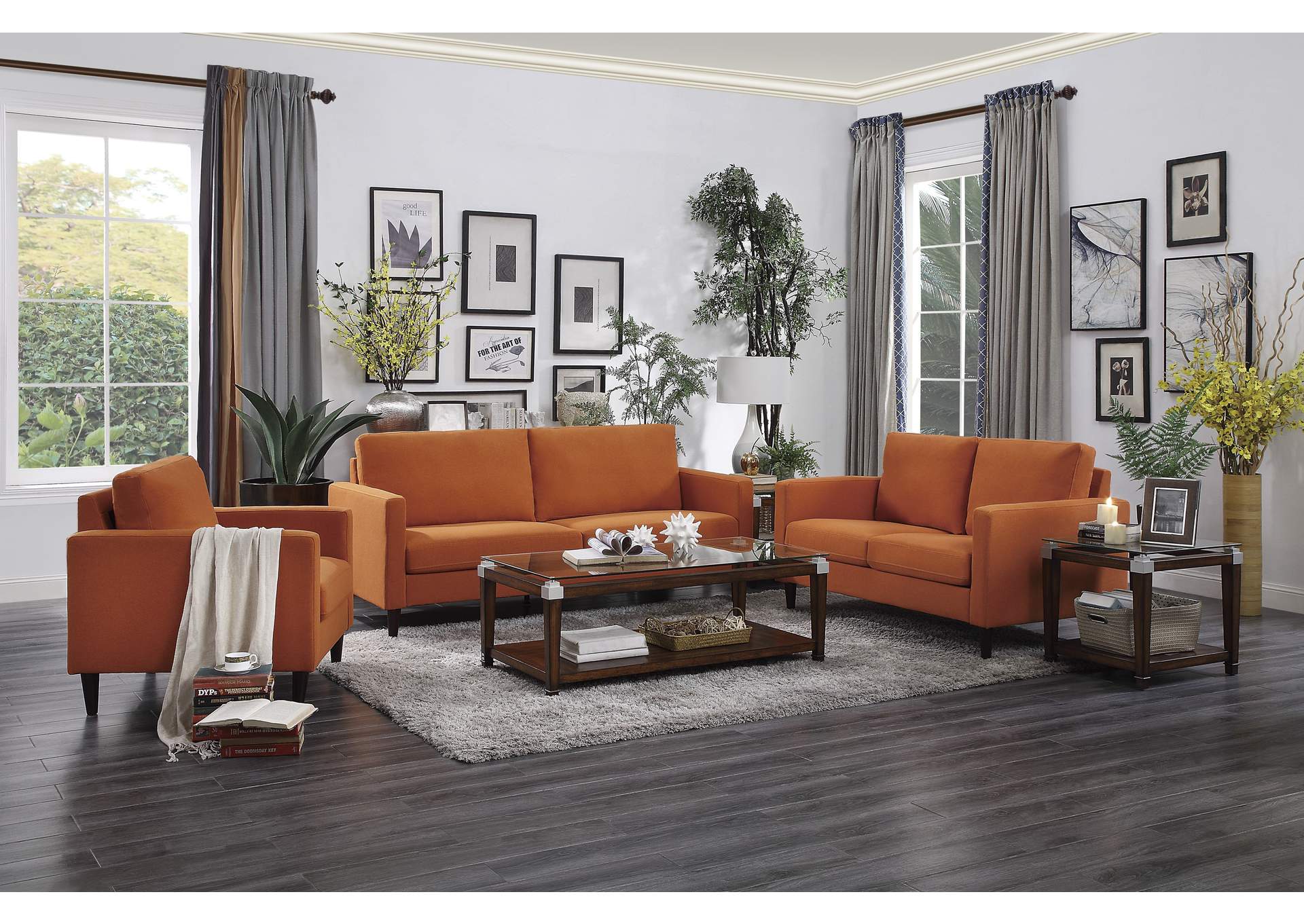 Orange Love Seat,Homelegance
