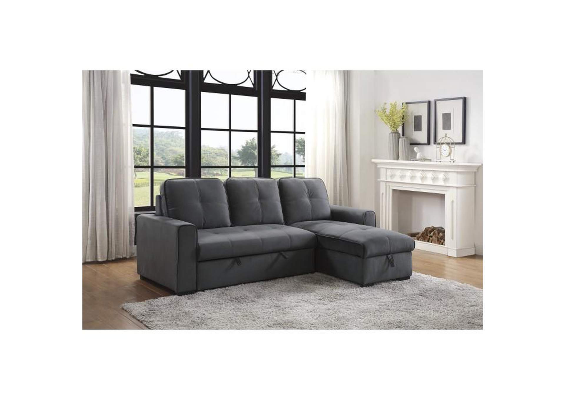 Magnus 2-Piece Sectional With Pull-Out Bed And Right Chaise With Hidden Storage,Homelegance