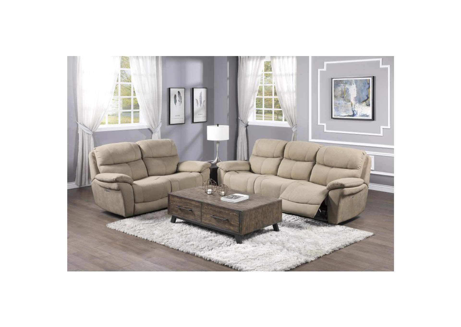 Longvale Power Double Reclining Love Seat with Power Headrests,Homelegance