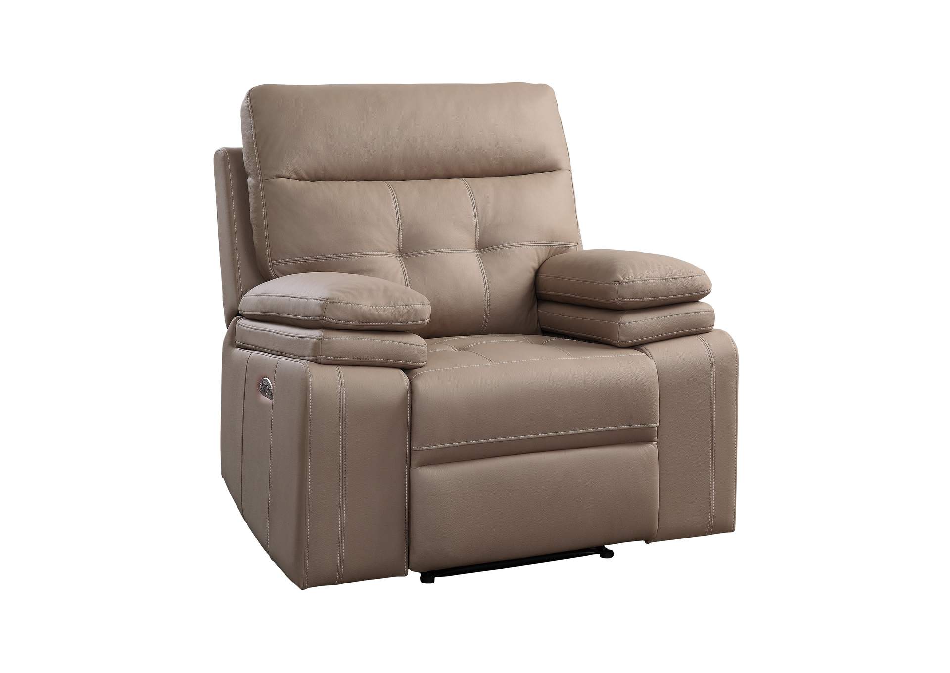 Brown Power Reclining Chair with Power Headrest and USB Port,Homelegance