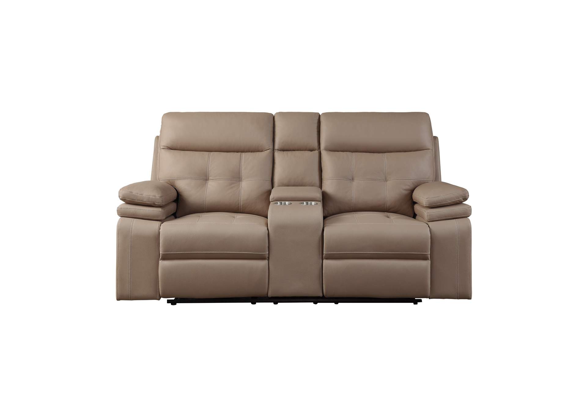 Brown Double Reclining Love Seat with Center Console,Homelegance