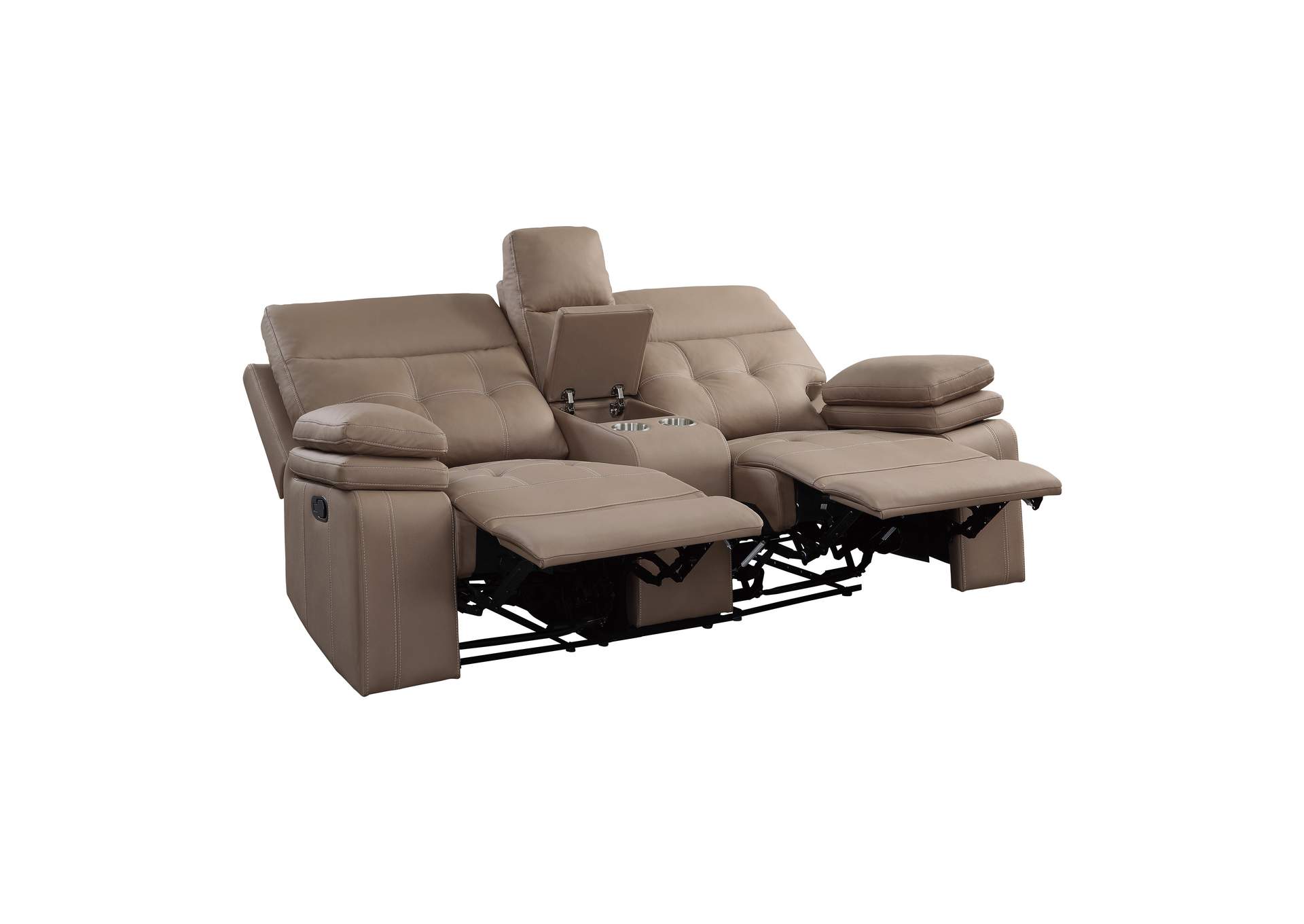 Brown Double Reclining Love Seat with Center Console,Homelegance