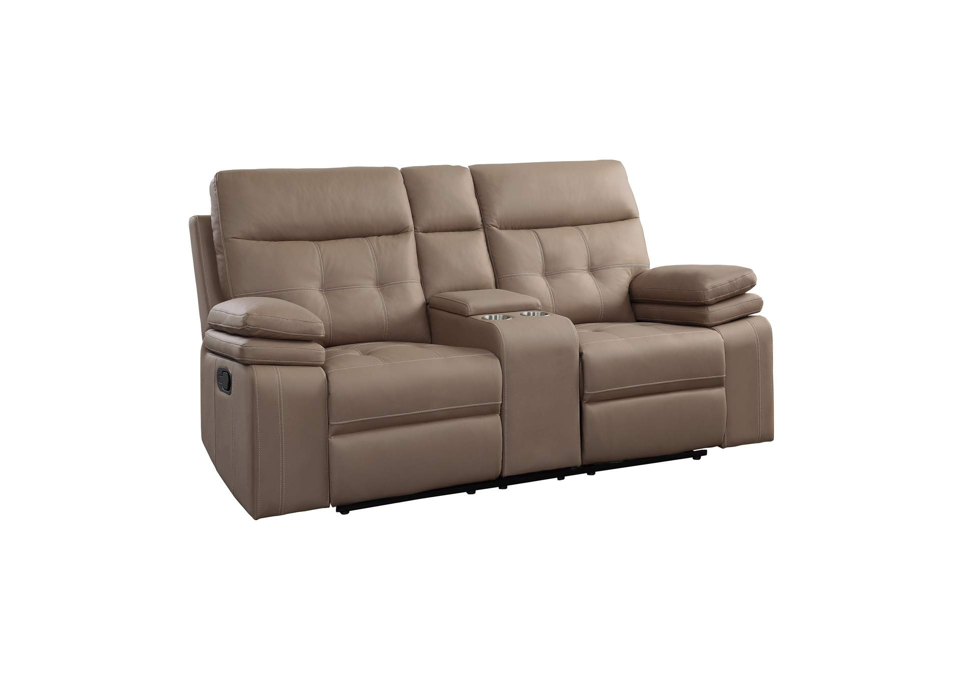 Brown Double Reclining Love Seat with Center Console,Homelegance