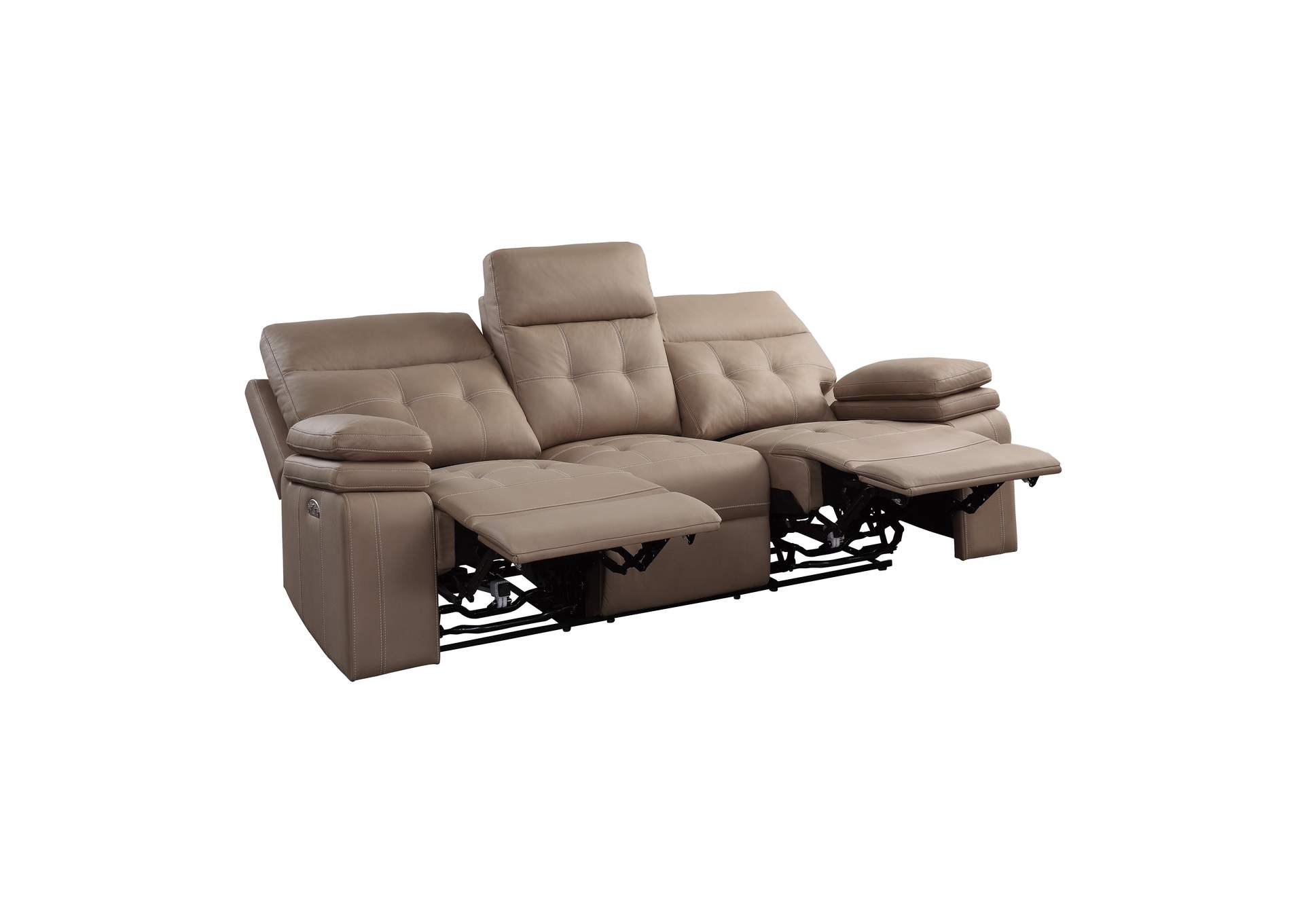 Brown Power Double Reclining Sofa with Power Headrests and USB Port,Homelegance