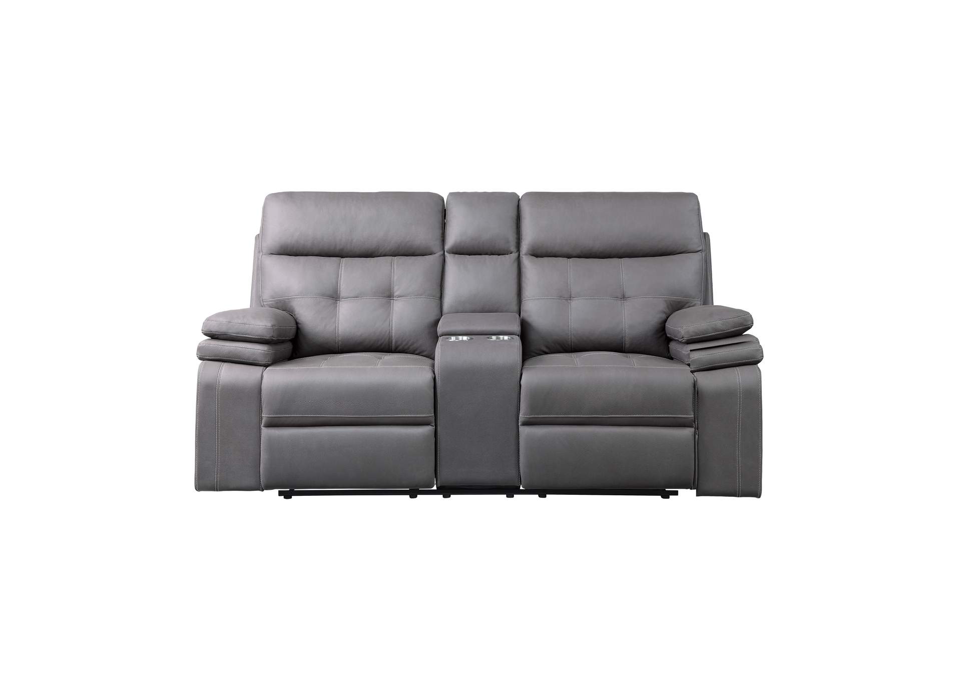 Gray Power Double Reclining Love Seat with Center Console and Power Headrests, USB Port,Homelegance