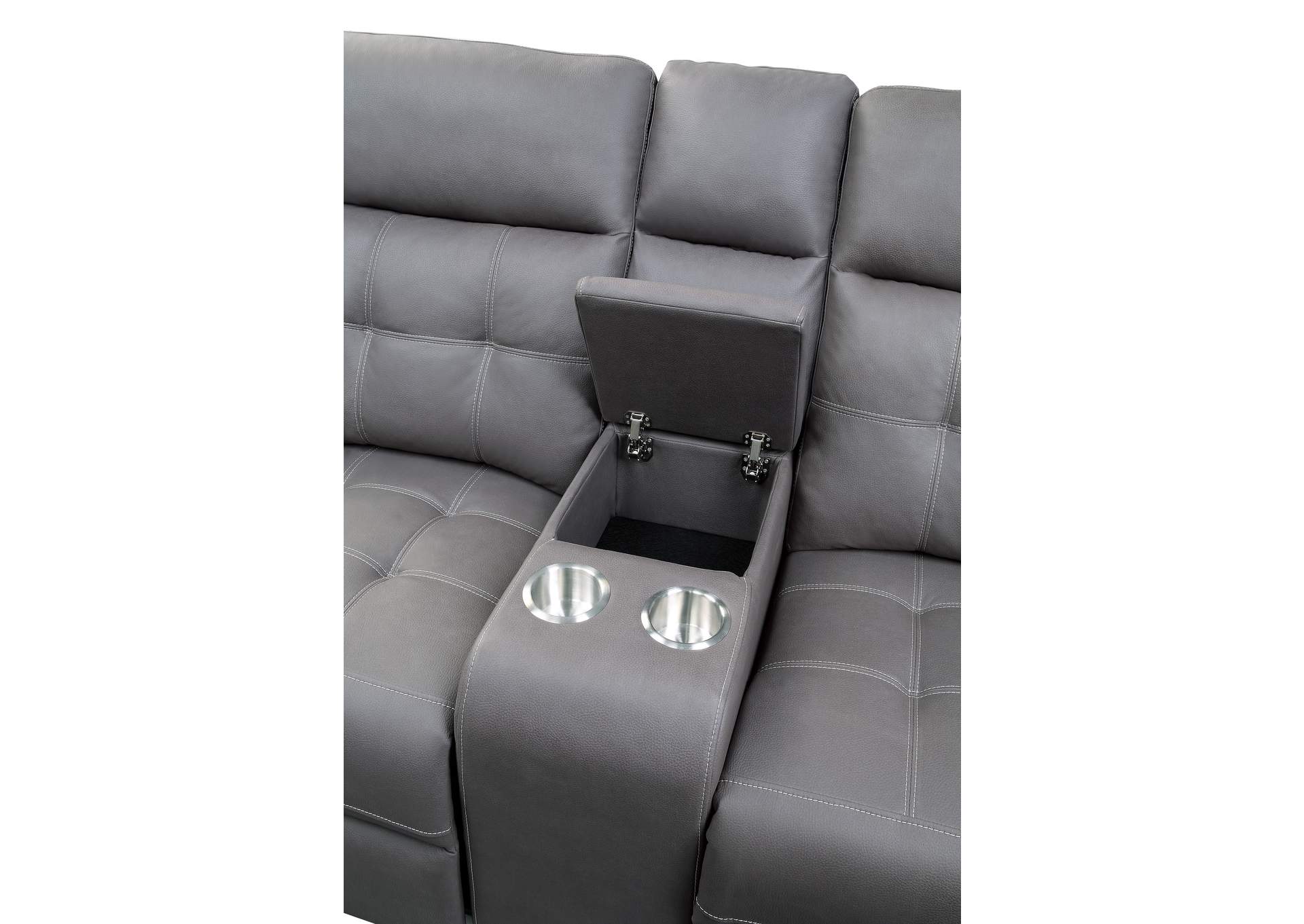 Gray Double Reclining Love Seat with Center Console,Homelegance