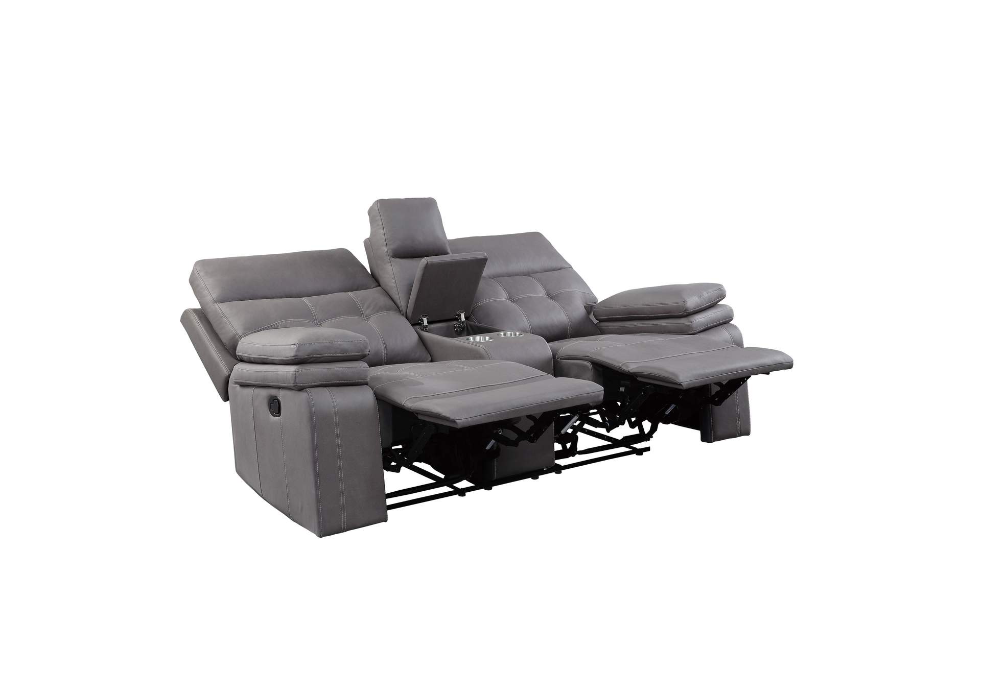 Gray Double Reclining Love Seat with Center Console,Homelegance