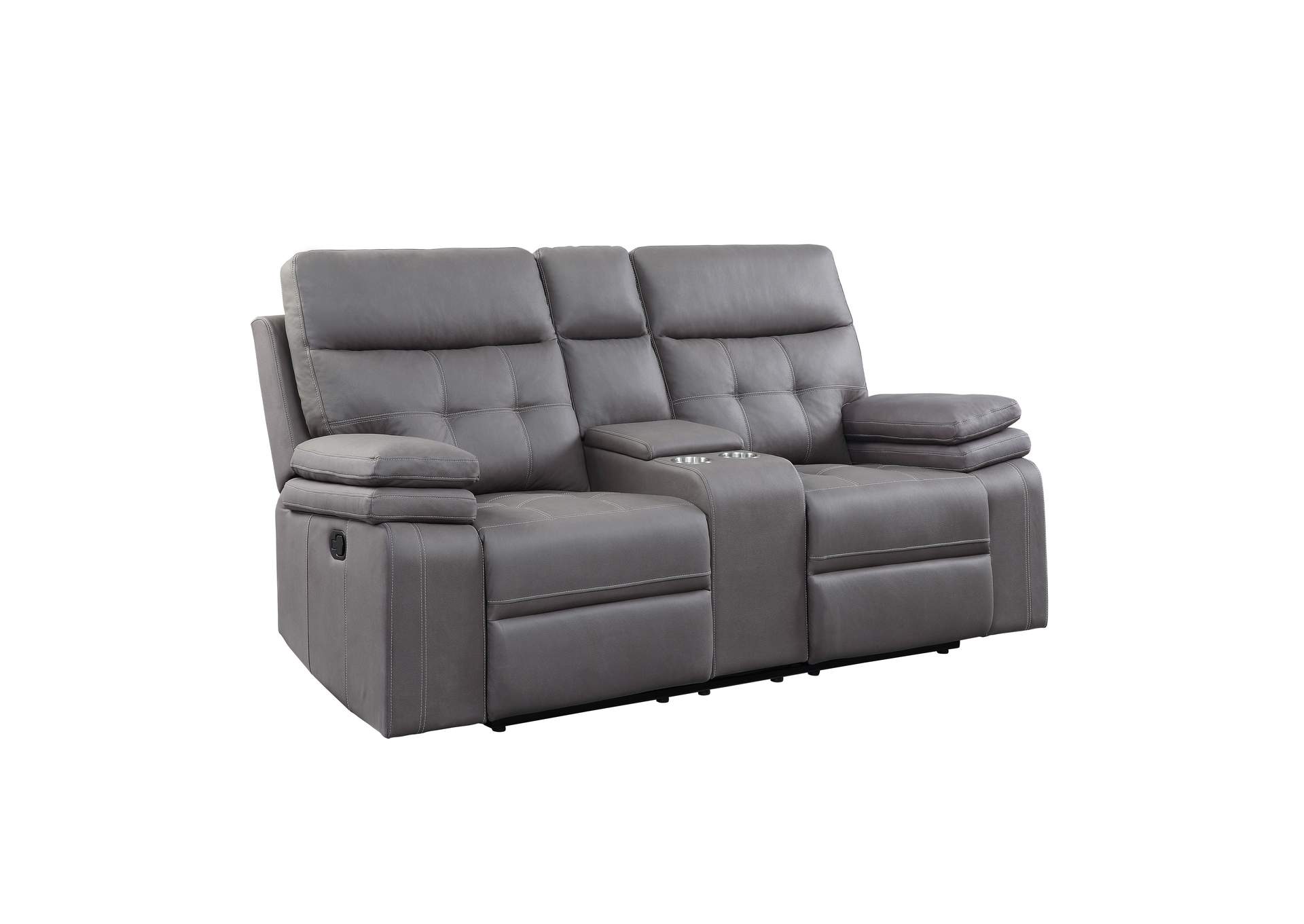 Gray Double Reclining Love Seat with Center Console,Homelegance