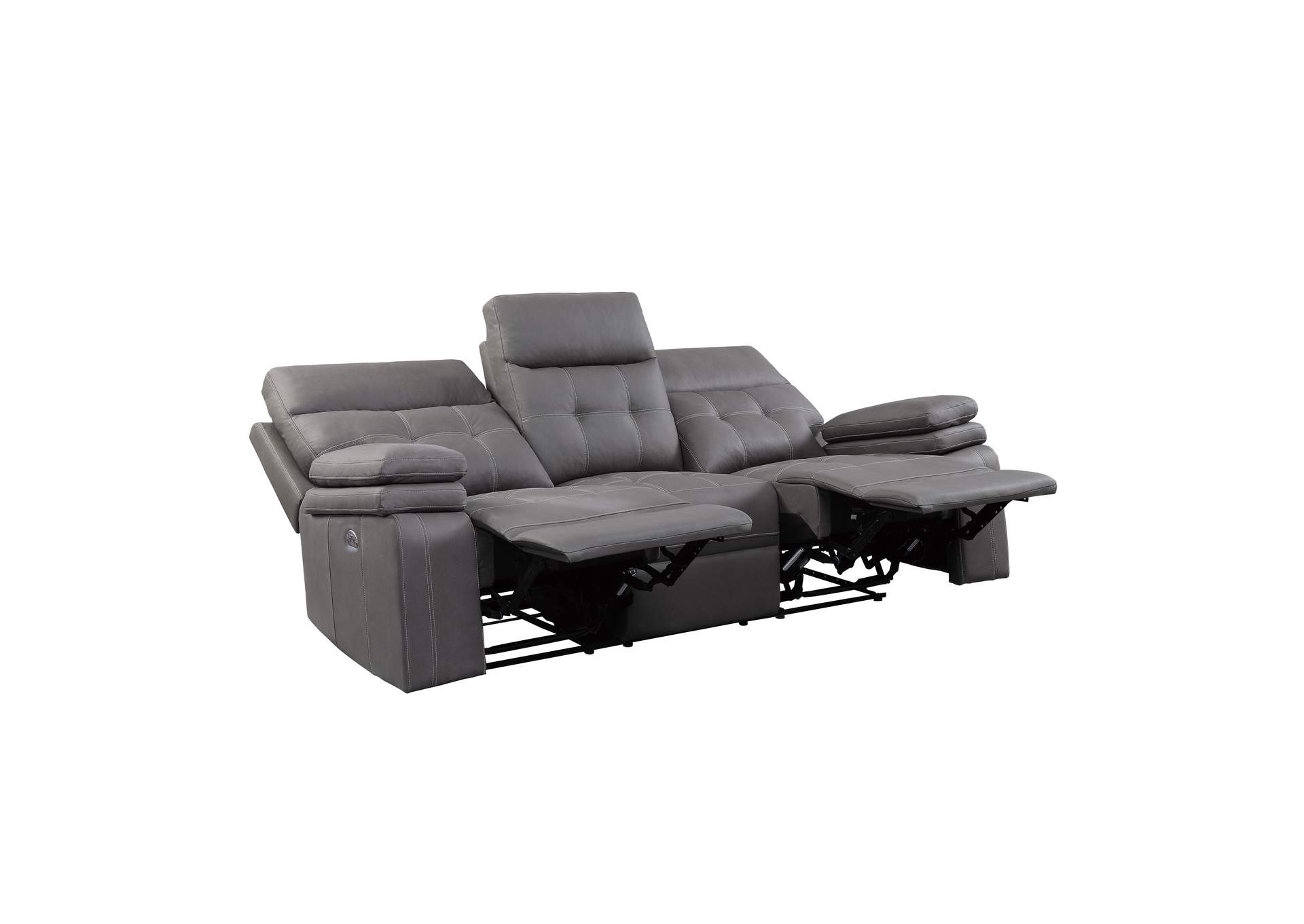 Gray Power Double Reclining Sofa with Power Headrests and USB Port,Homelegance