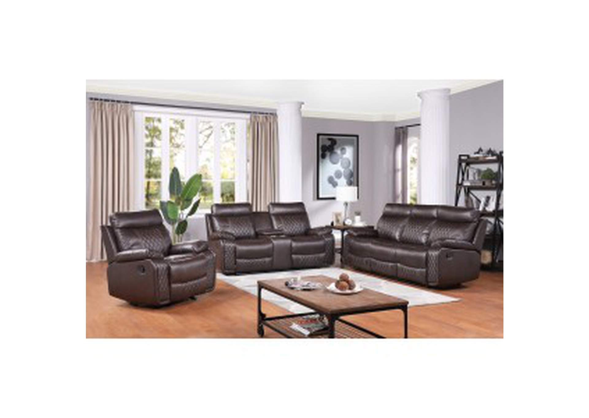 Double Reclining Loveseat With Console,Homelegance