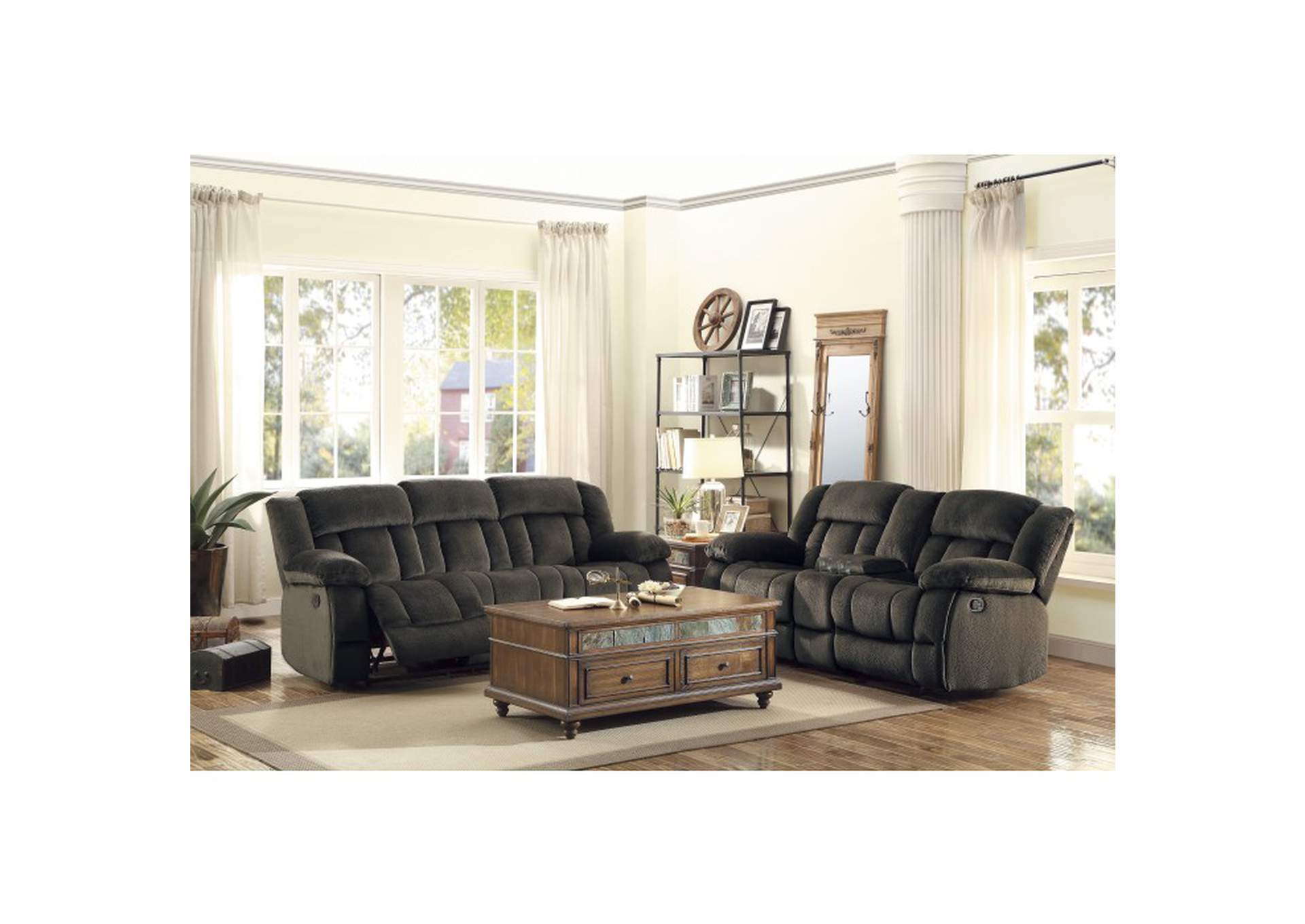 Double Glider Reclining Love Seat with Center Console,Homelegance