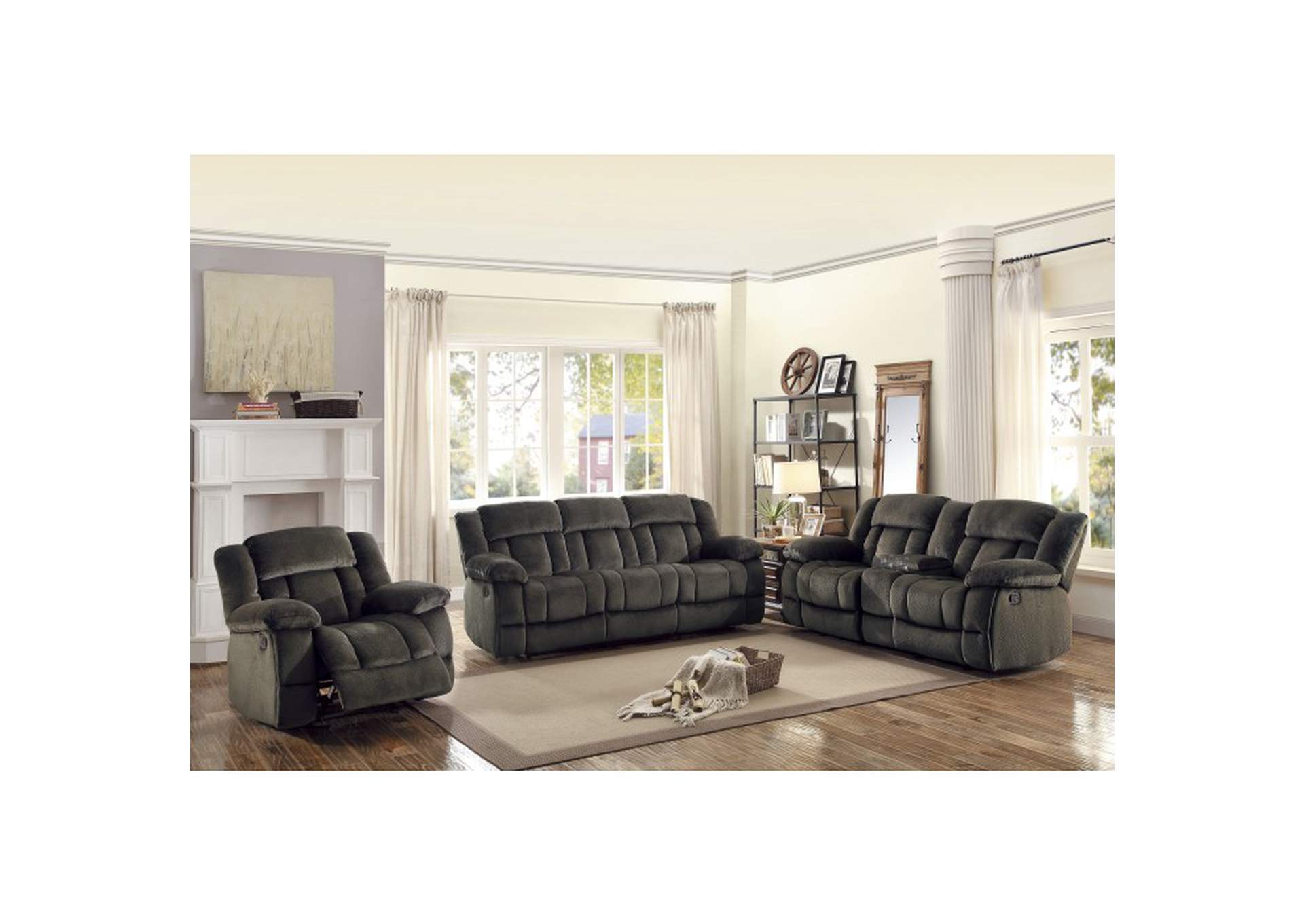 Double Glider Reclining Love Seat with Center Console,Homelegance