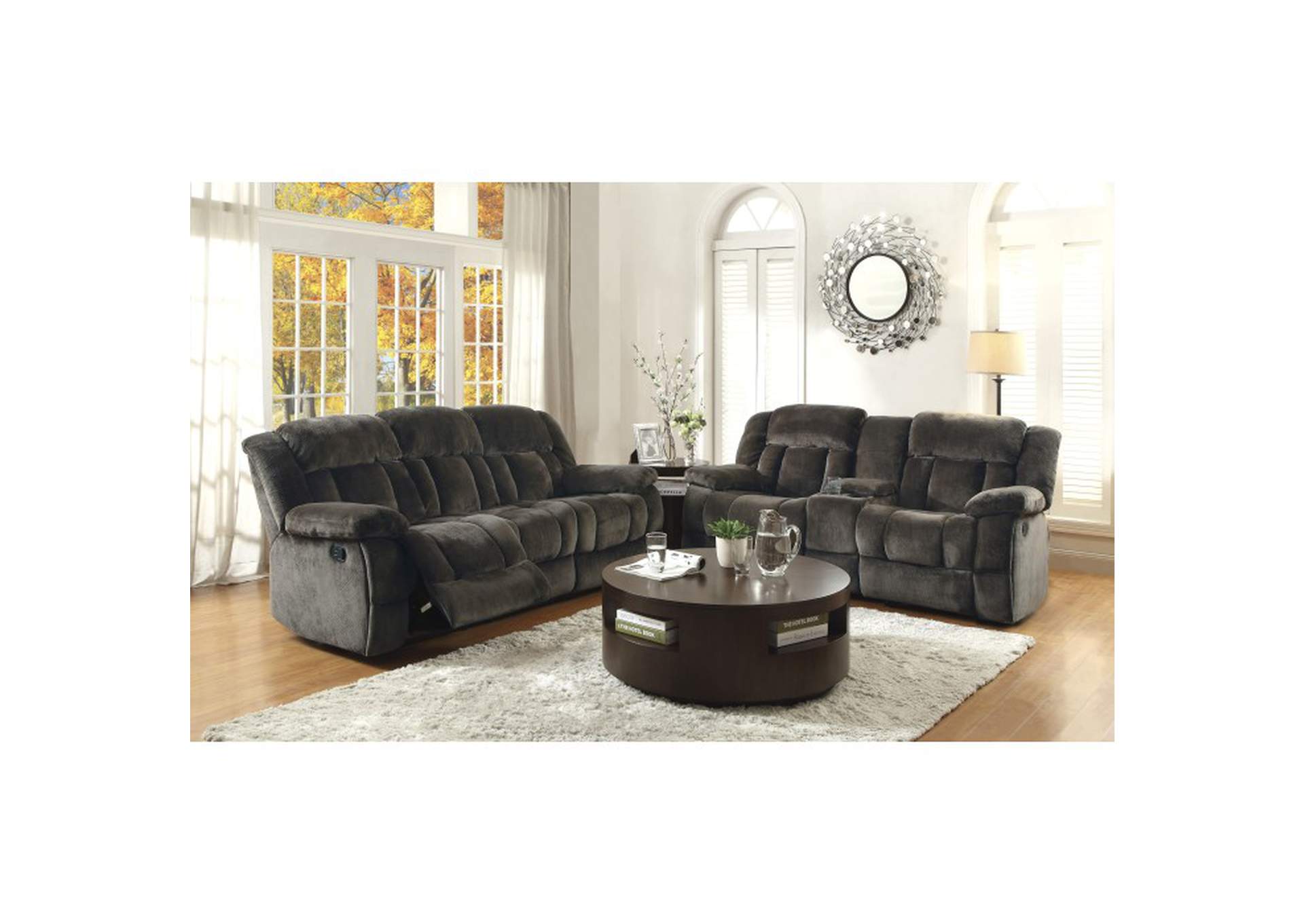 Double Glider Reclining Love Seat with Center Console,Homelegance