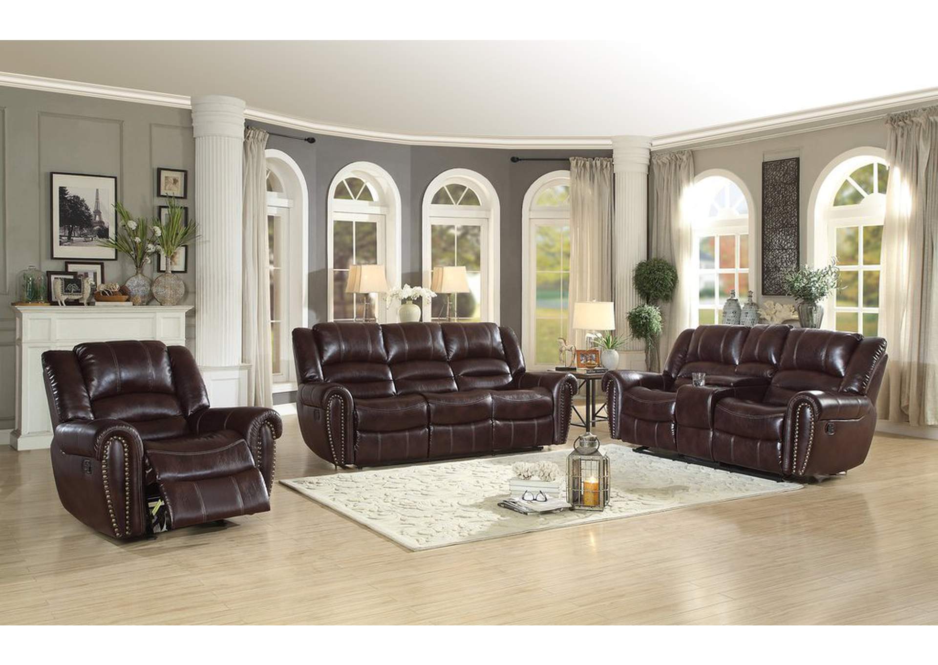 Glider Reclining Chair,Dark Brown Leather Gel,Homelegance