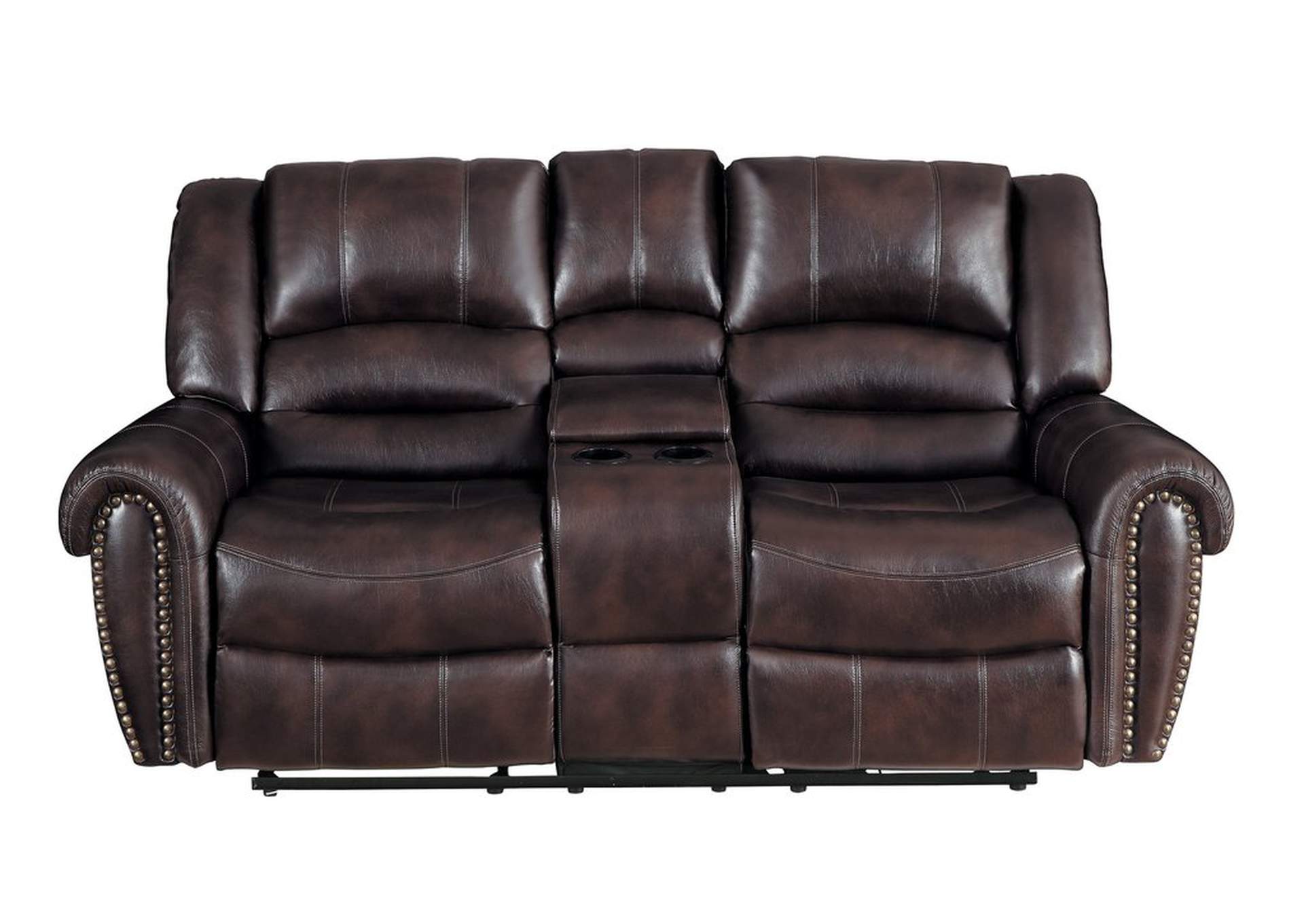 D. Gldr Reclining Love Seat W/Console,Homelegance