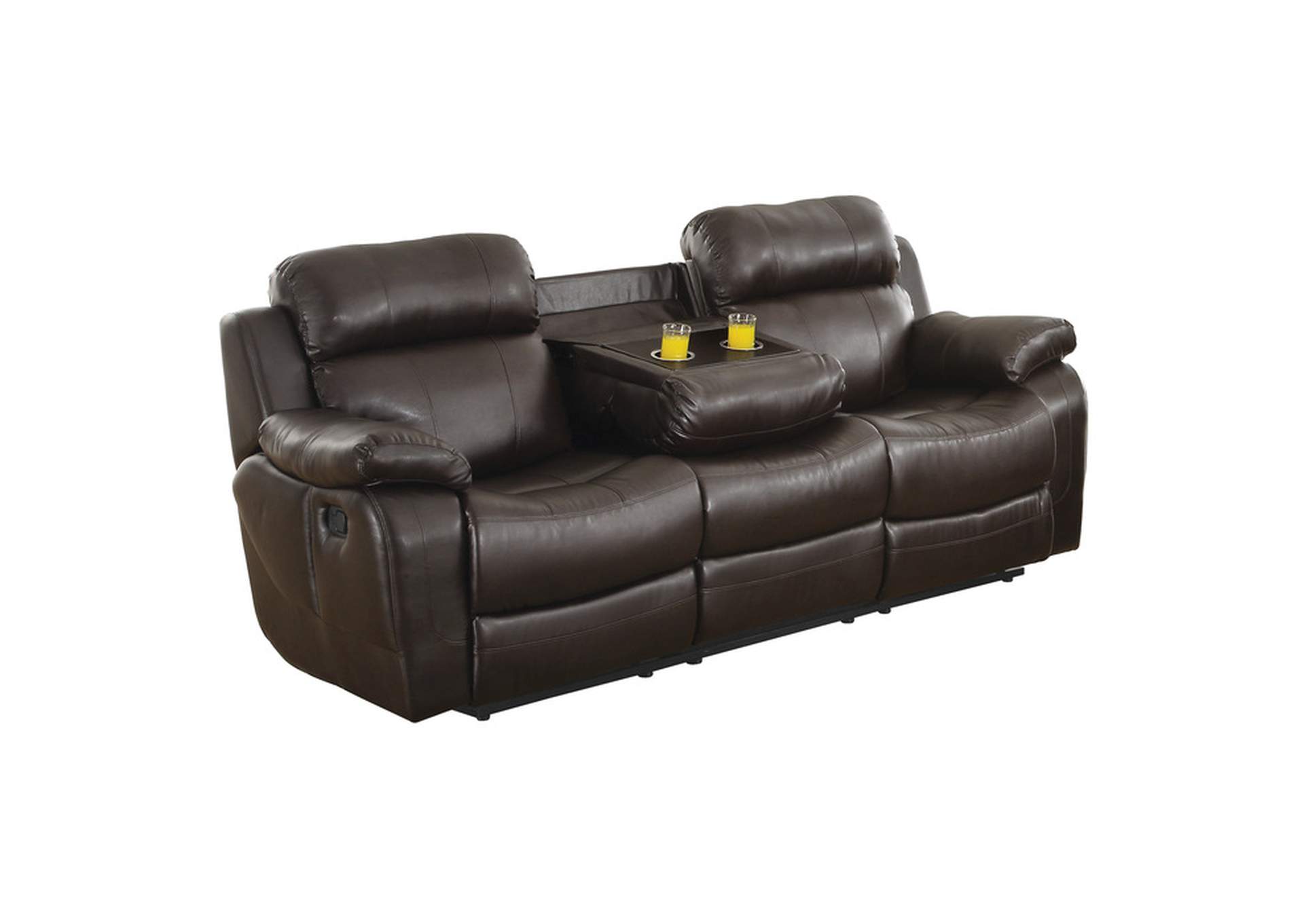 Marille Double Reclining Sofa with Center Drop-Down Cup Holders,Homelegance