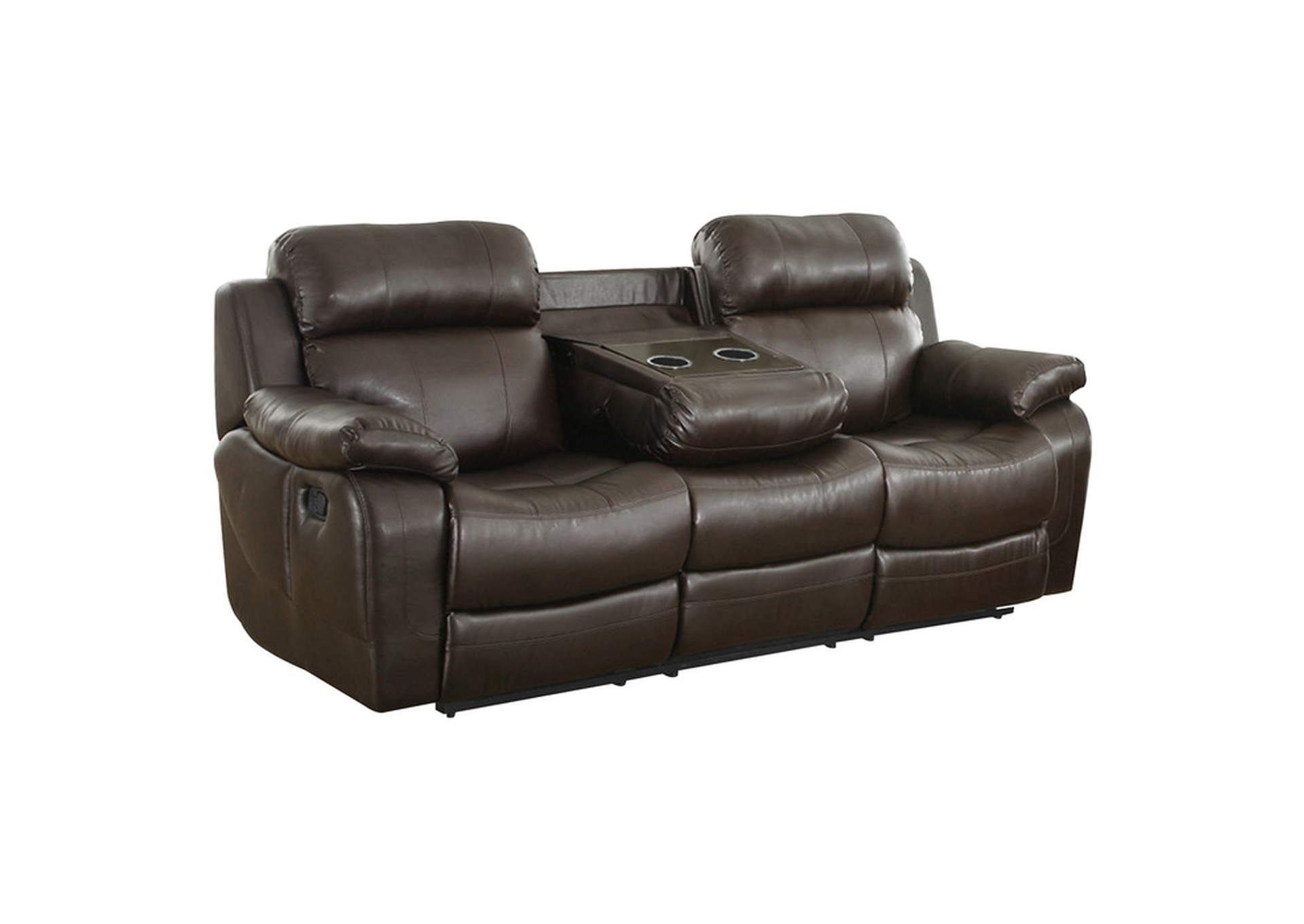 Marille Double Reclining Sofa with Center Drop-Down Cup Holders,Homelegance