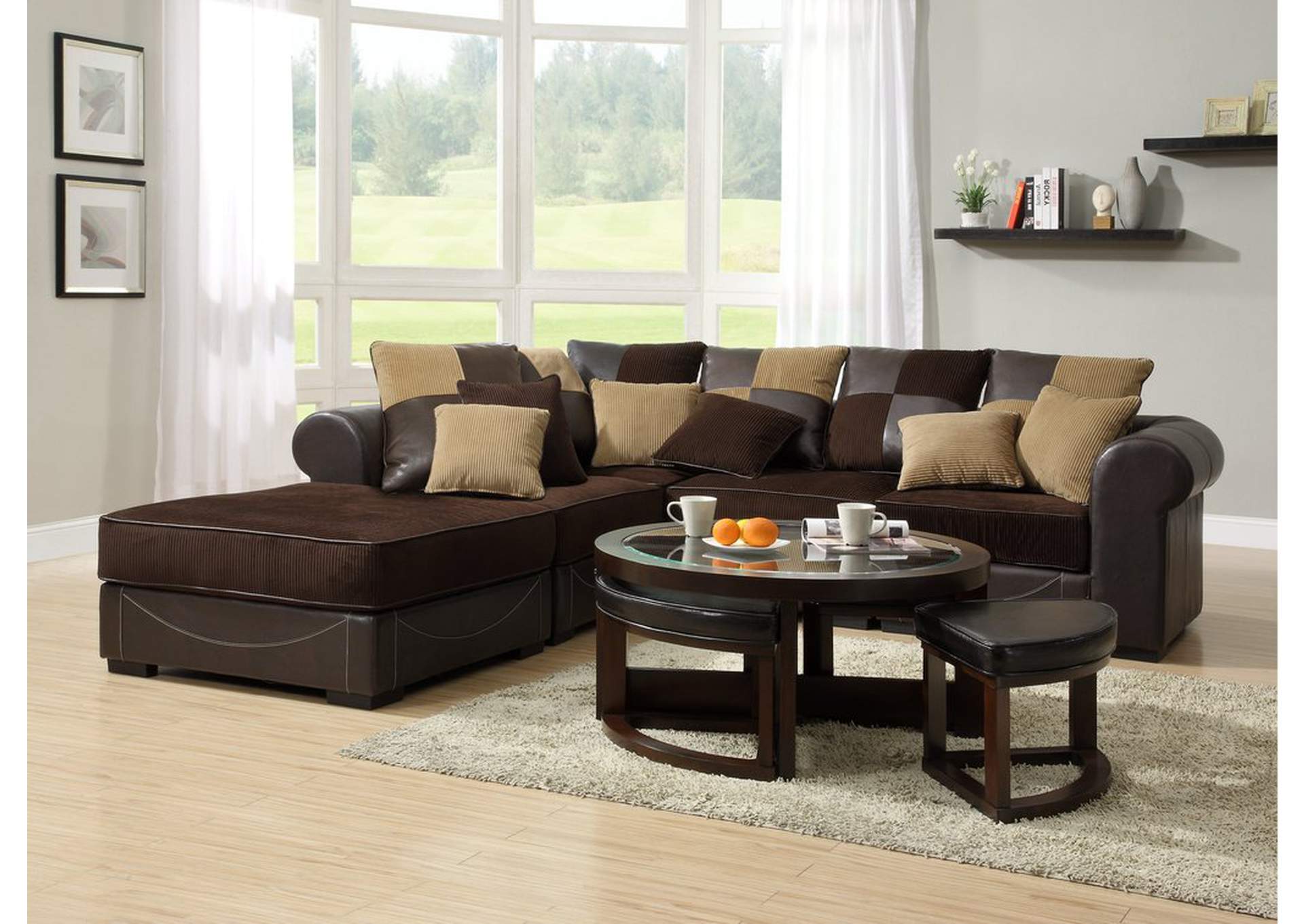 Corner; 4 Pillows; Corduroy/Pu,Homelegance