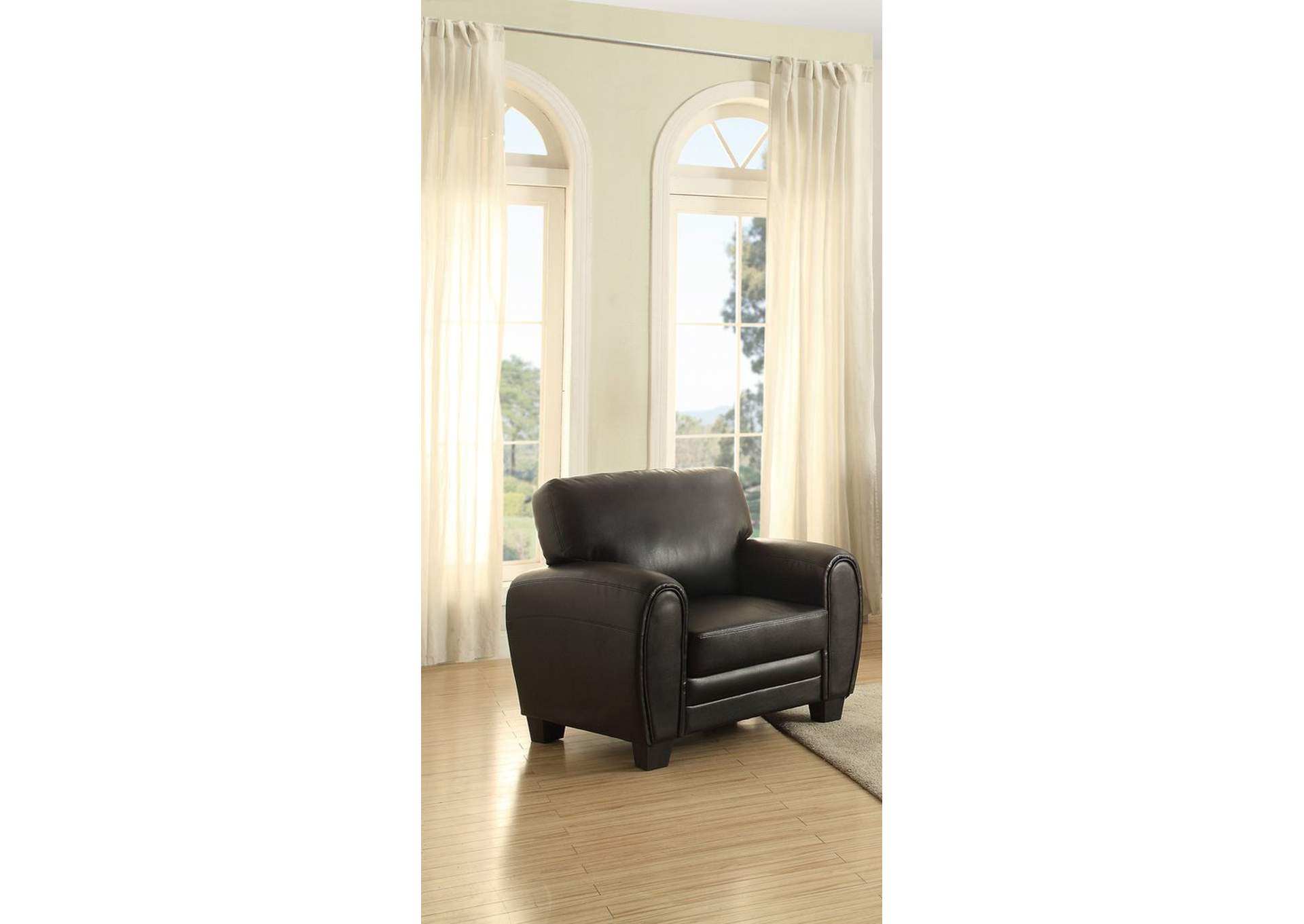 Chair, Blk Bonded Leather Match,Homelegance