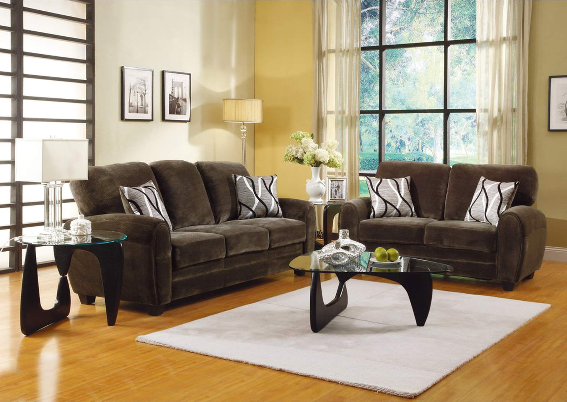 Sofa; 2 Pillows; Chocolat Plush,Homelegance