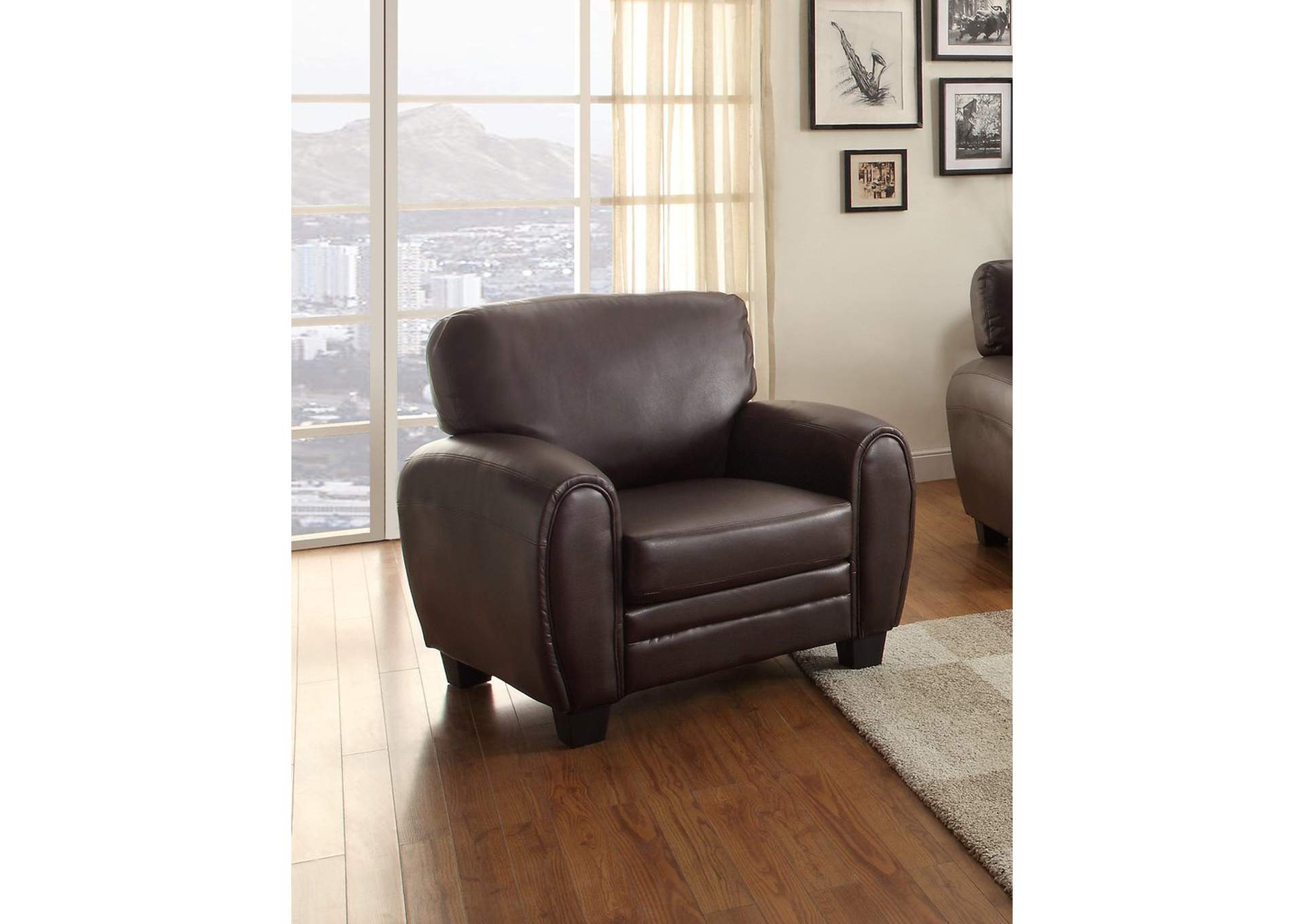 Chair,Dark Brw Bonded Leather Mtc,Homelegance