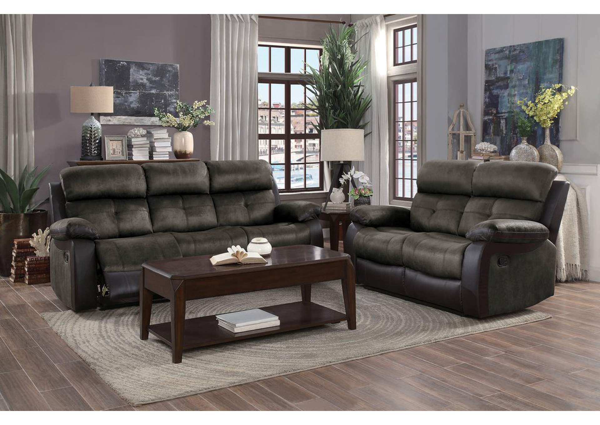 Brown Double Reclining Sofa,Homelegance