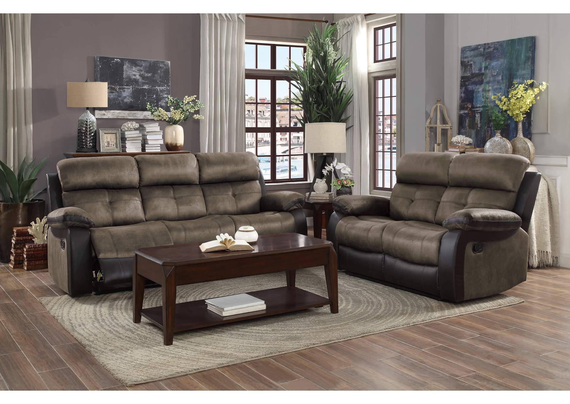 Brown Double Reclining Love Seat,Homelegance