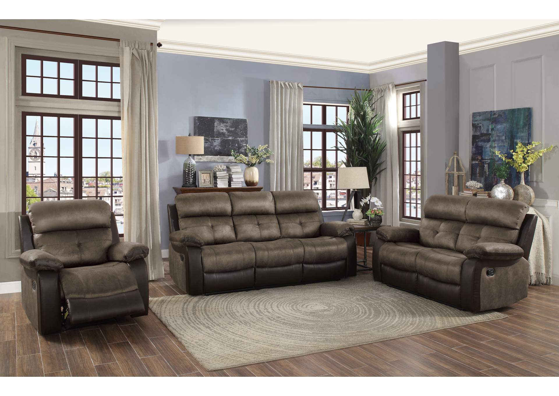 Brown Double Reclining Love Seat,Homelegance