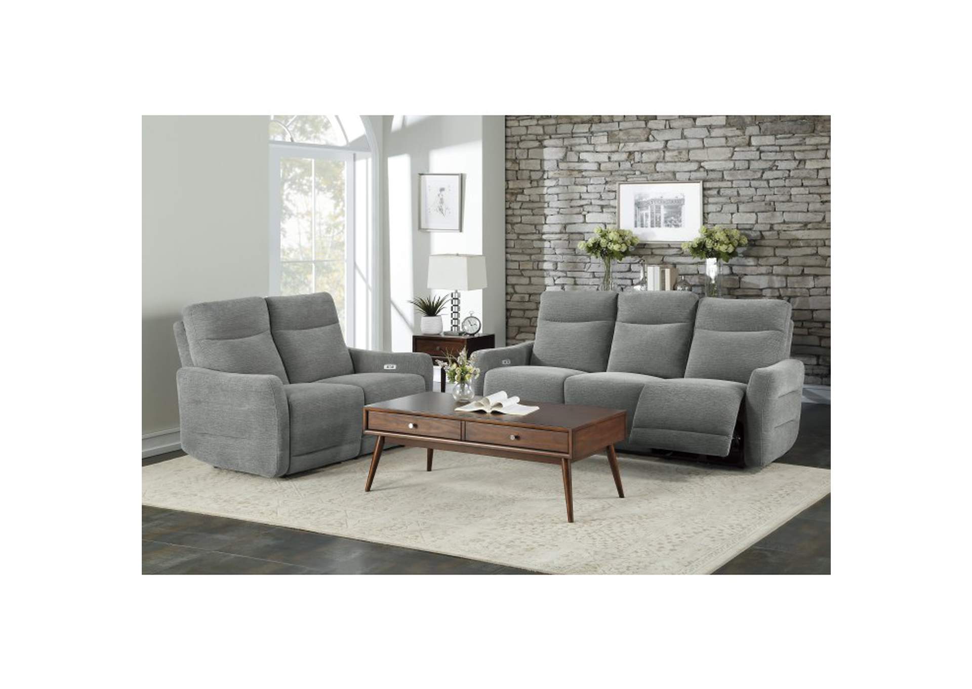 Edition Power Double Lay Flat Reclining Sofa with Power Headrests and USB Ports,Homelegance