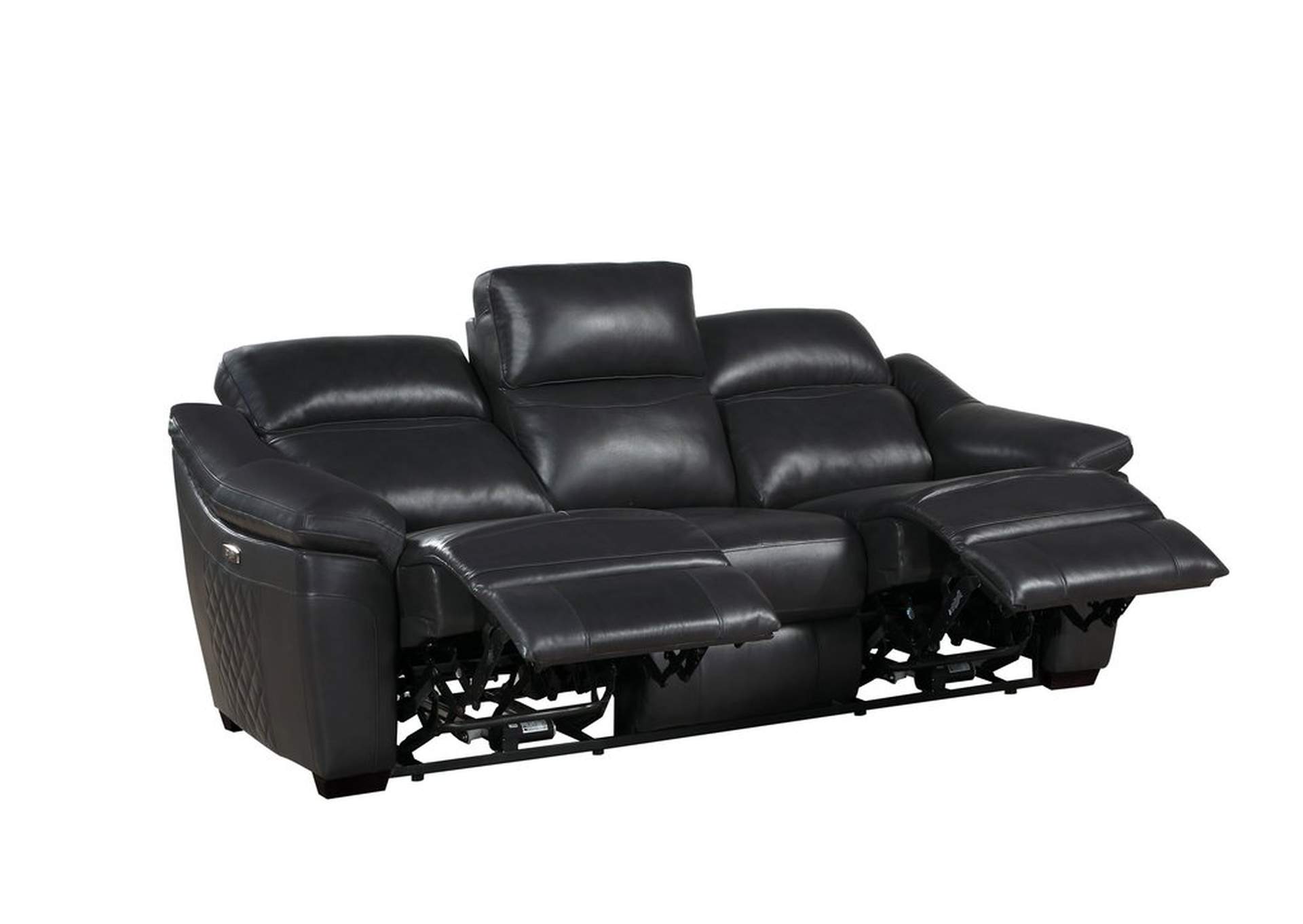 Dark Grey Power Double Reclining Sofa W/Usb,Homelegance