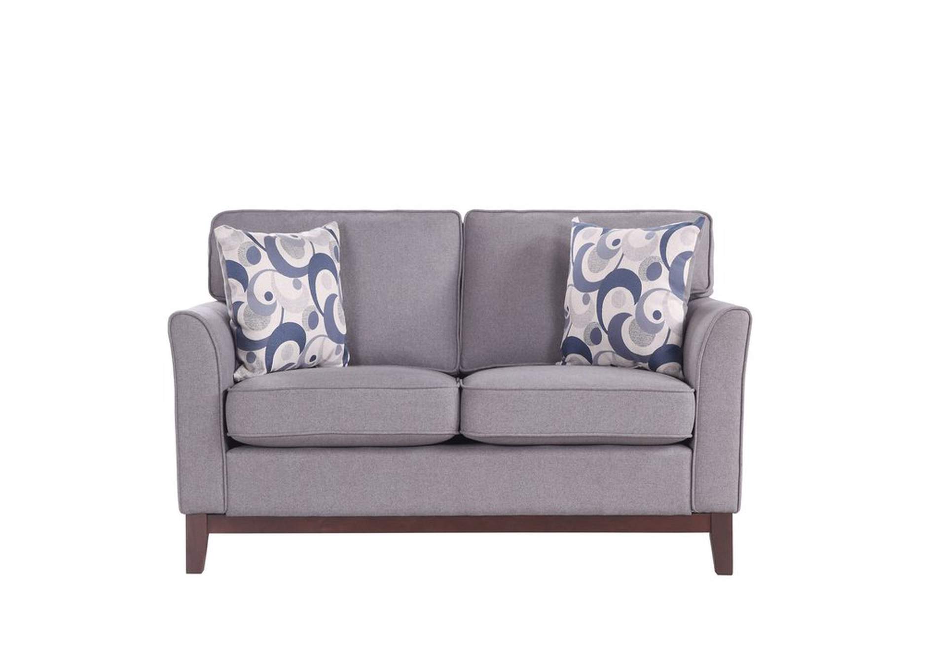 Loveseat,2 Pillows,Gray 100%Polyester,Homelegance
