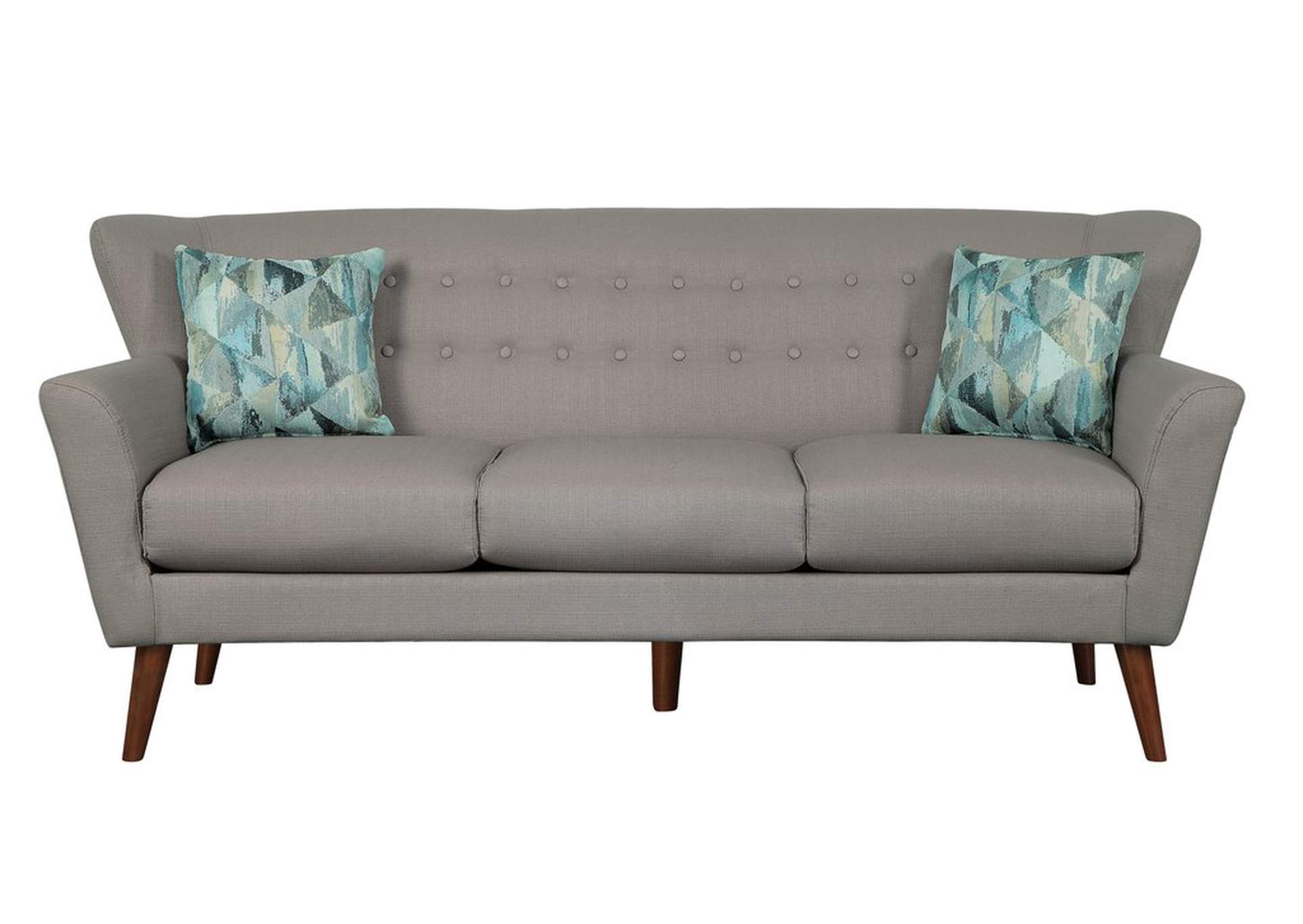 Gray Sofa,2 Pillows 100% Polyester,Homelegance