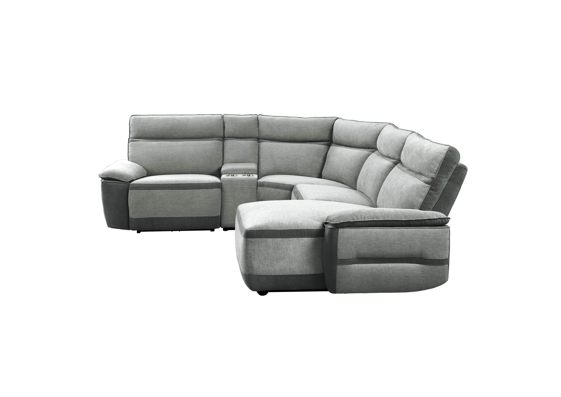 Gray 5-Piece Modular Power Reclining Sectional with Power Headrest and Right Chaise,Homelegance