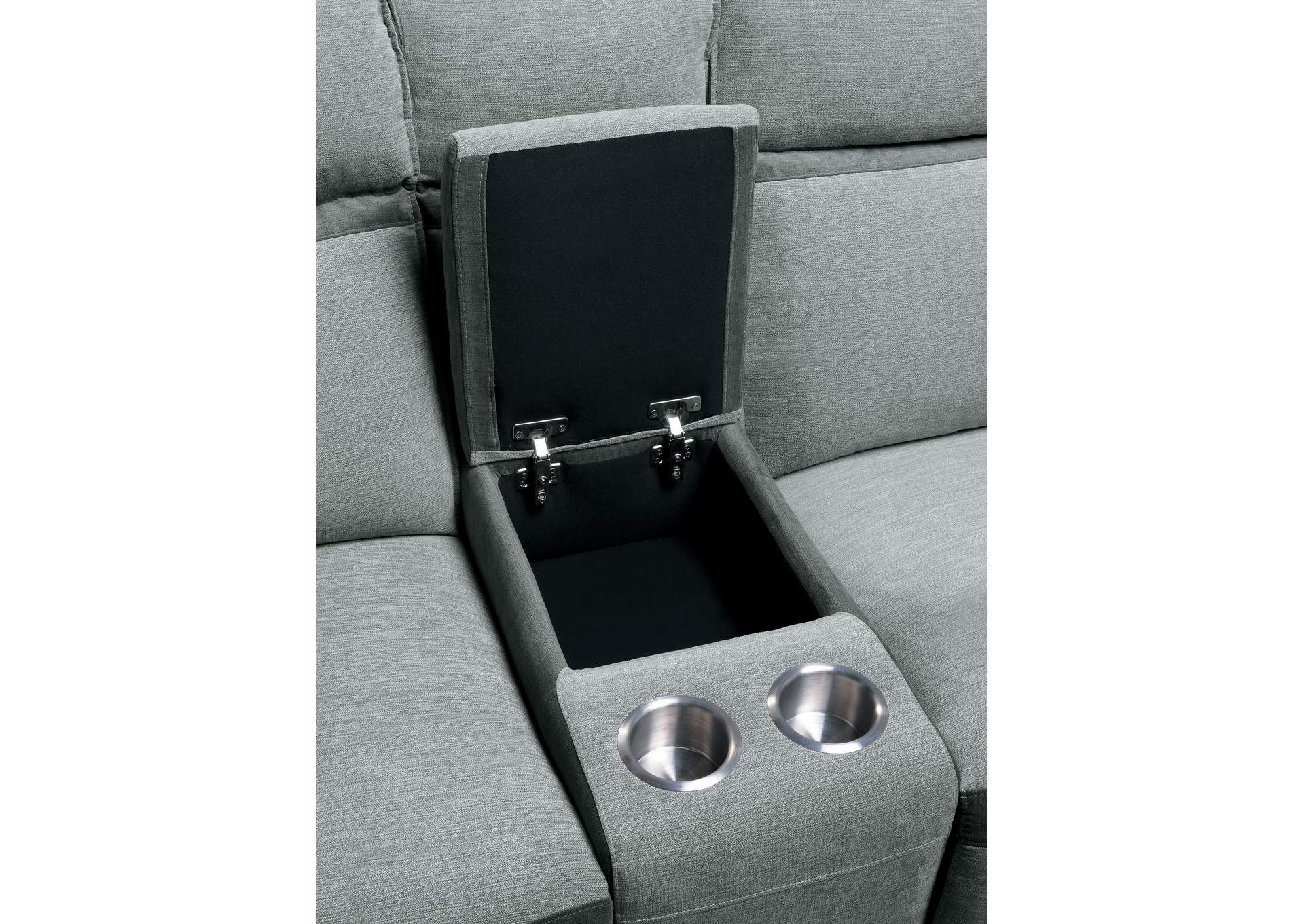 Gray 5-Piece Modular Power Reclining Sectional with Power Headrest and Right Chaise,Homelegance